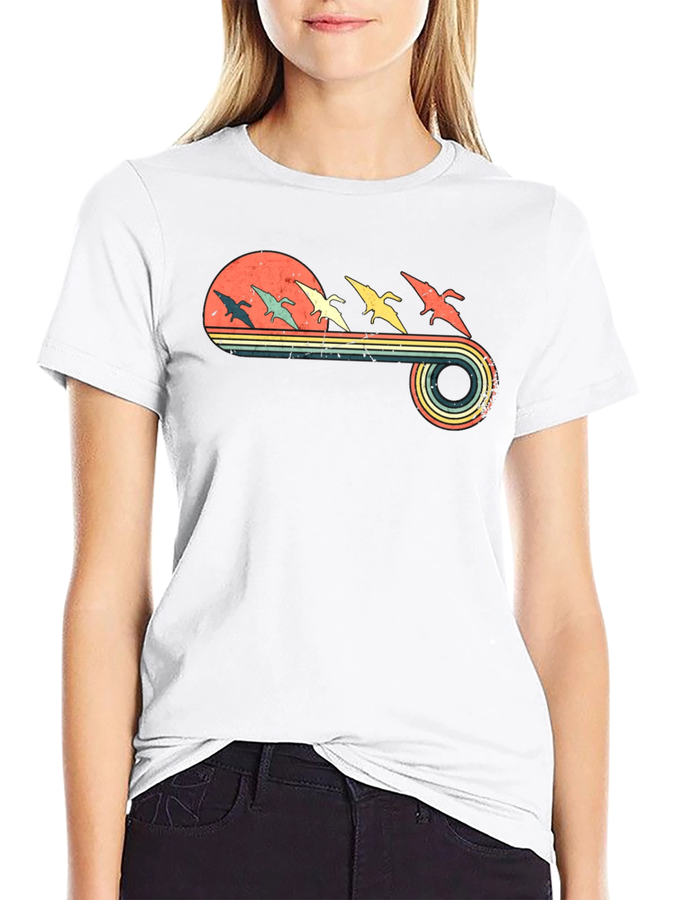 Retro Pterodactyl Sunset Graphic Tee