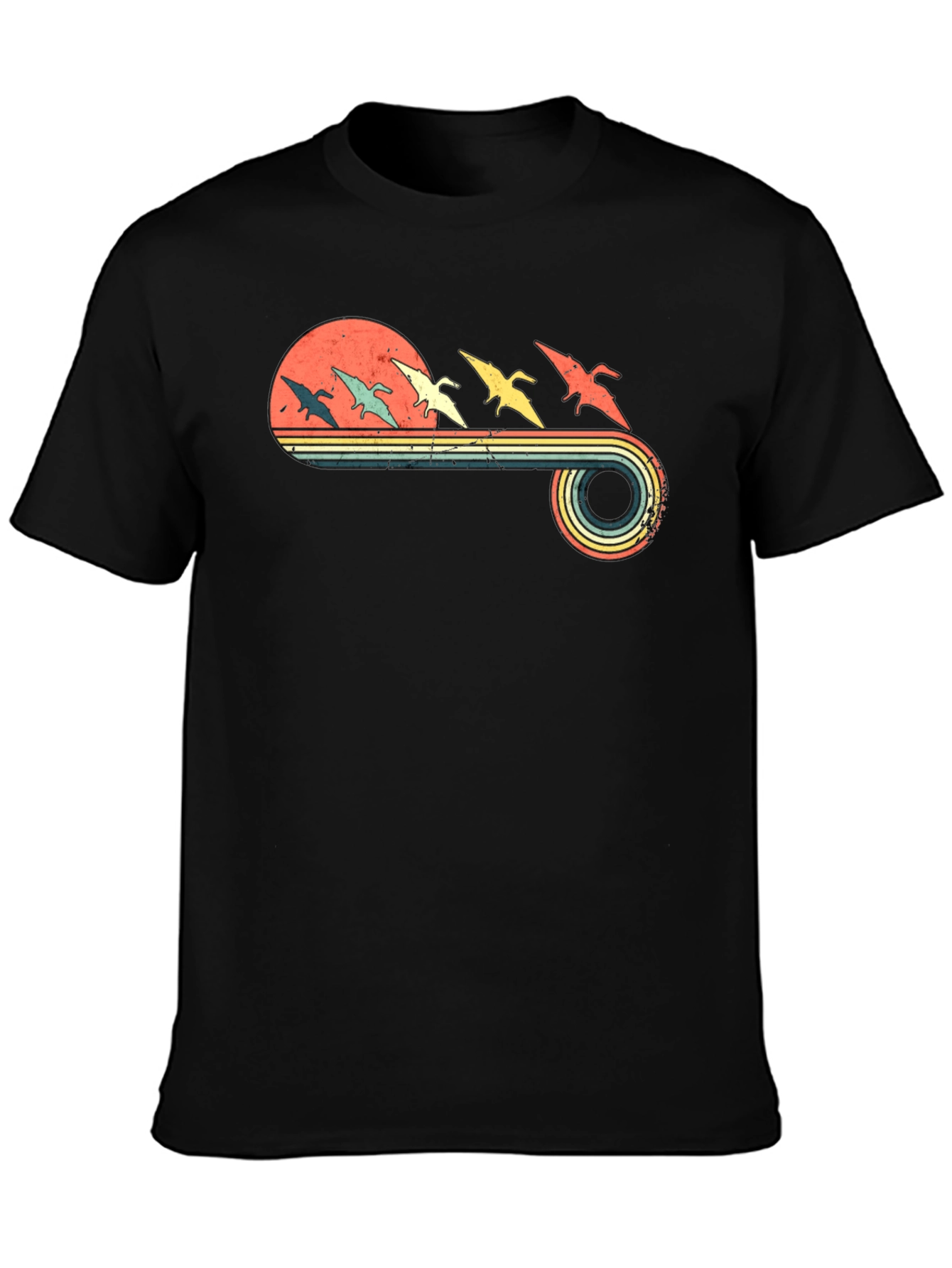 Retro Pterodactyl Sunset Graphic Tee