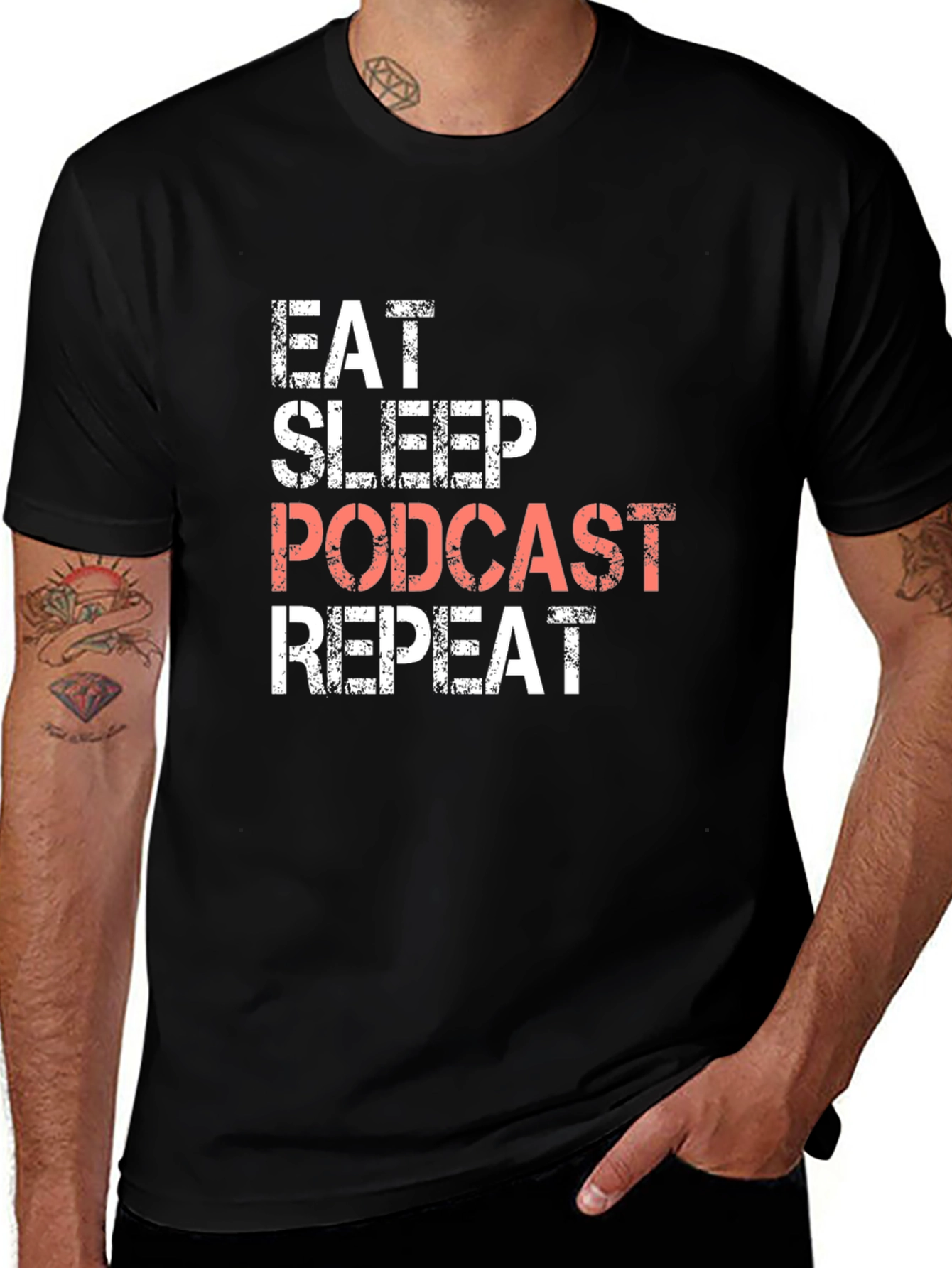 Eat Sleep Podcast Repeat T-Shirt