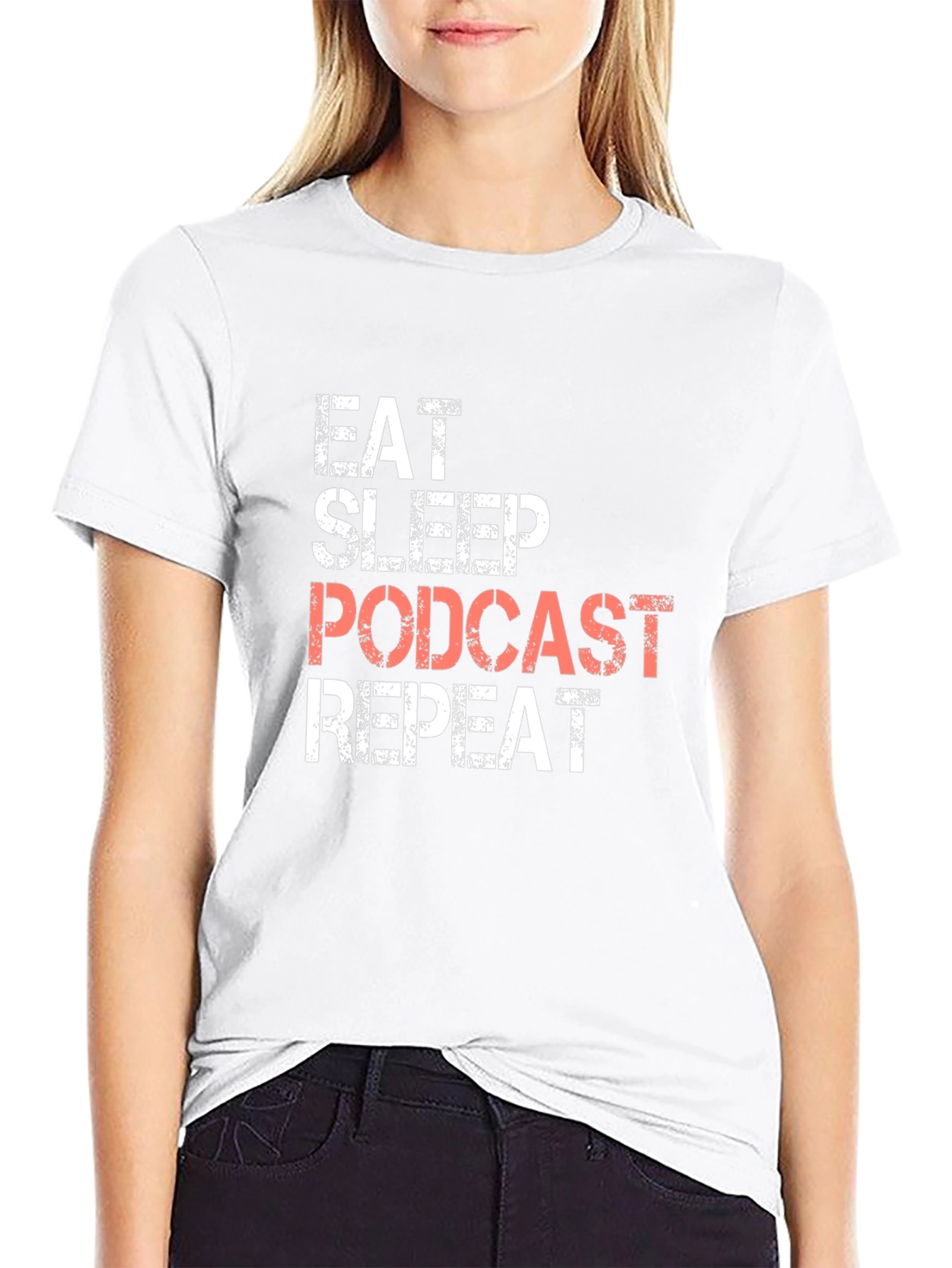 Eat Sleep Podcast Repeat T-Shirt