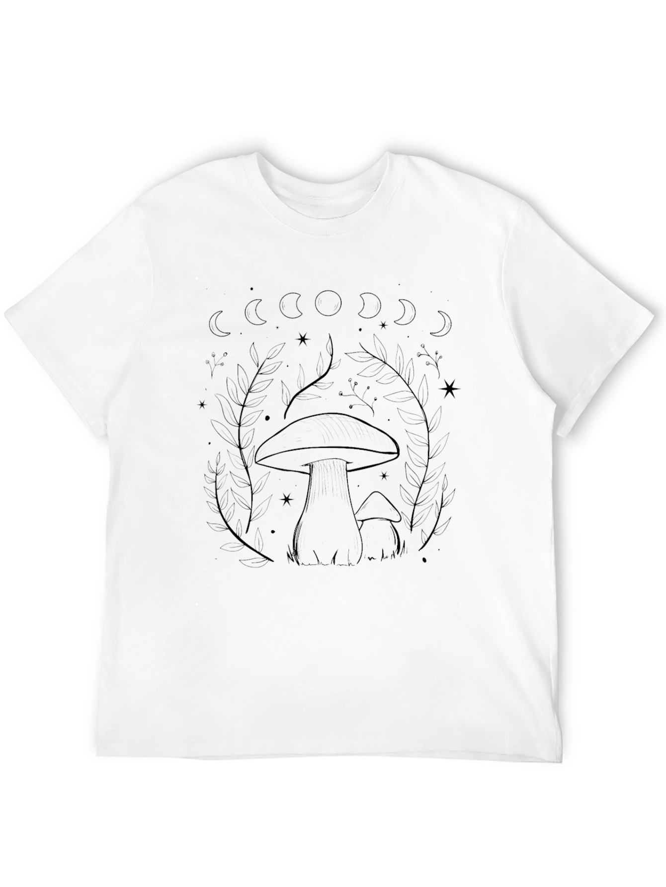 Mushroom Moon Phase Black T-Shirt
