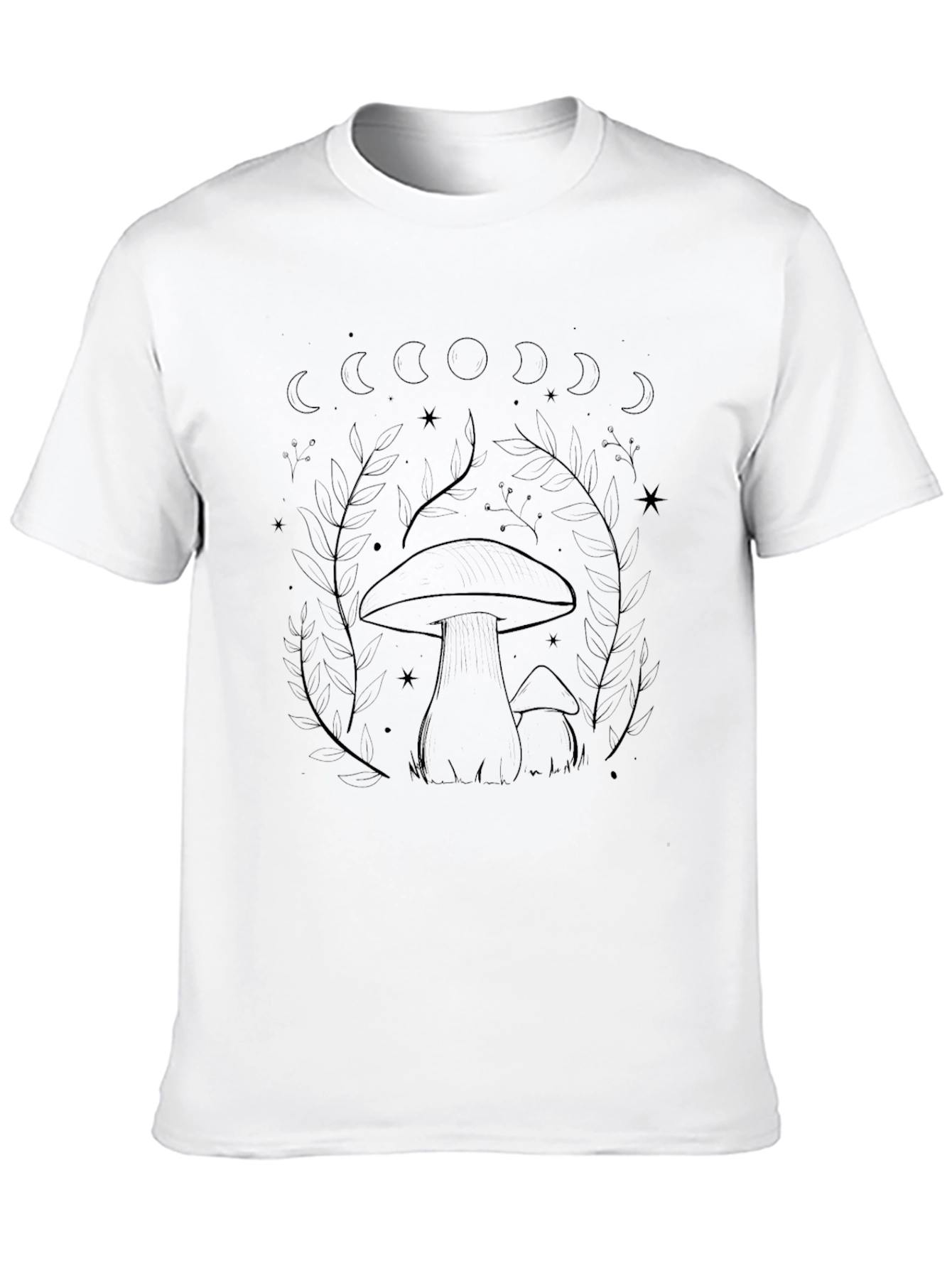 Mushroom Moon Phase Black T-Shirt