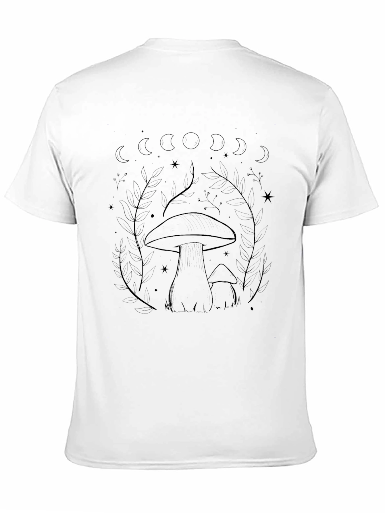 Mushroom Moon Phase Black T-Shirt