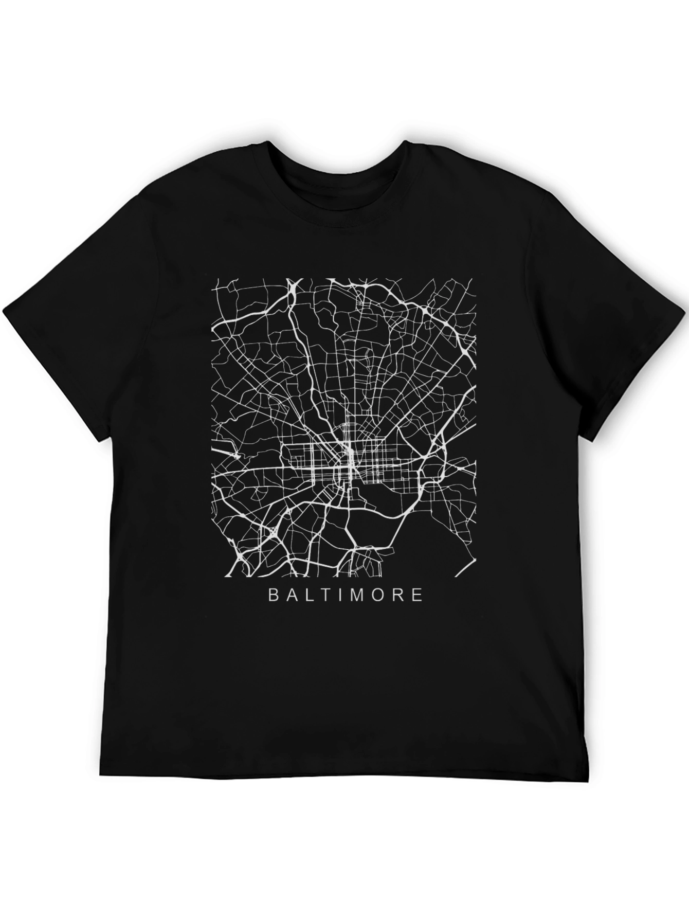 Baltimore Map T-Shirt - Black Urban Streetwear Tee
