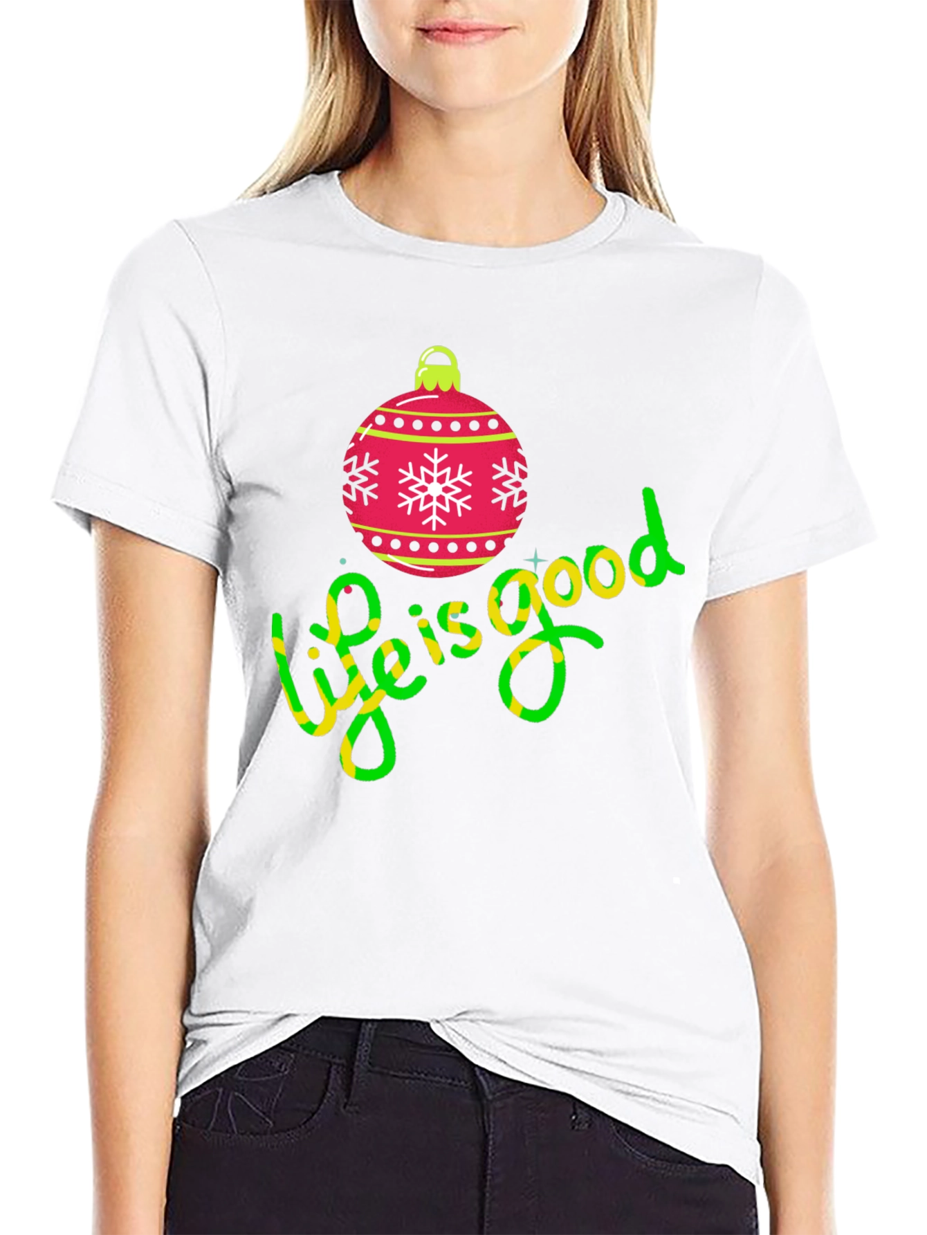 Festive Life is Good Christmas Ornament Tee