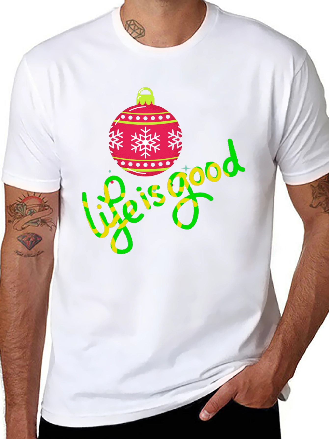 Festive Life is Good Christmas Ornament Tee