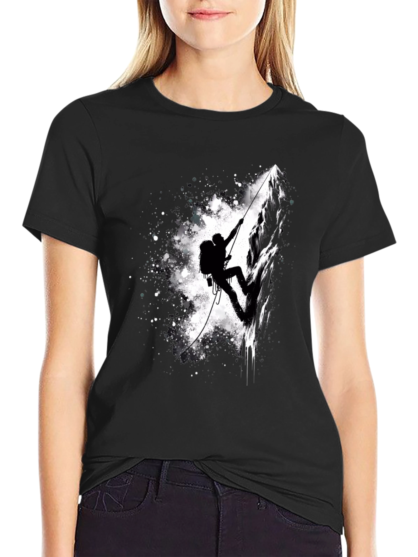 Mountain Climber Graphic Tee - Black Cotton Shirt