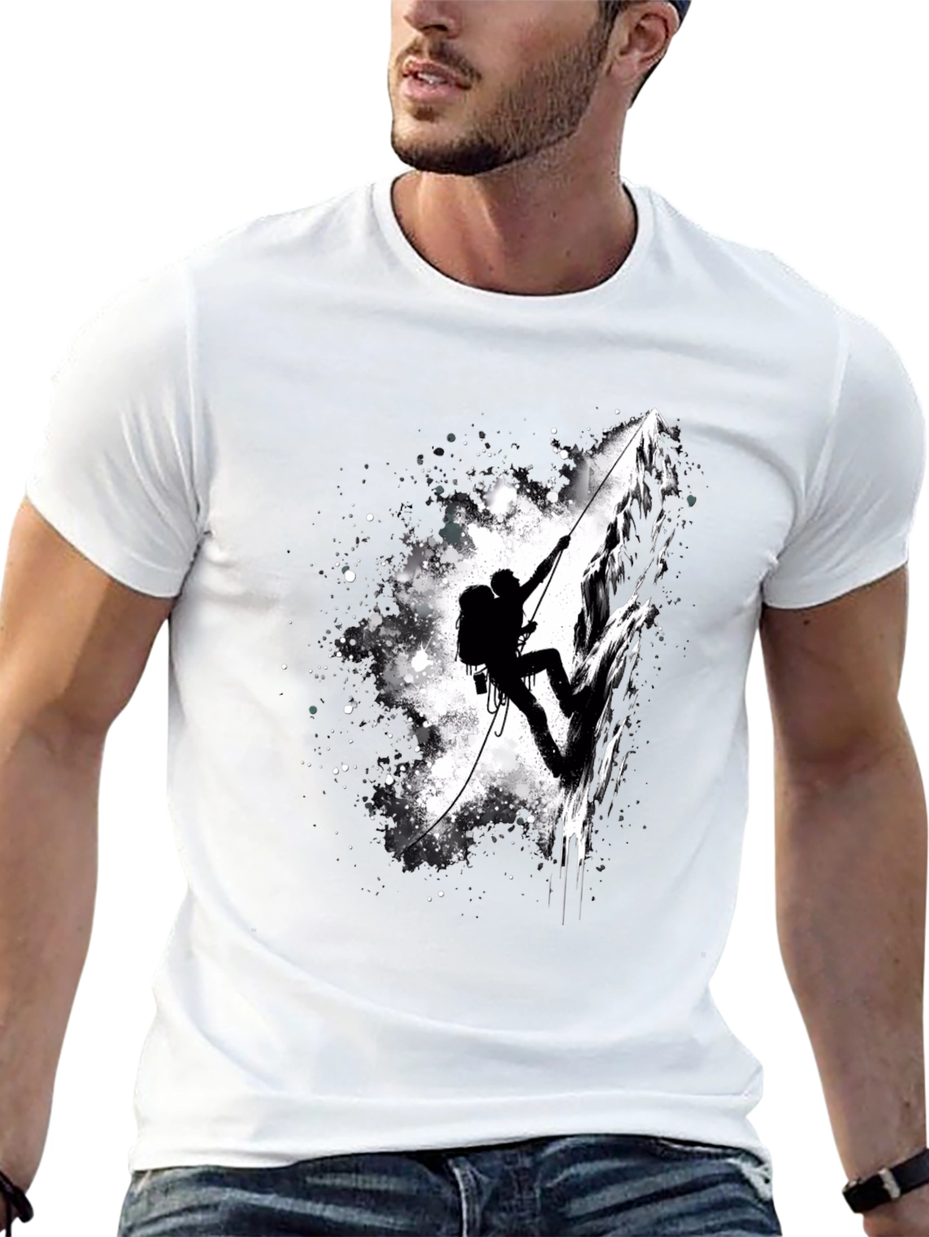 Mountain Climber Graphic Tee - Black Cotton Shirt