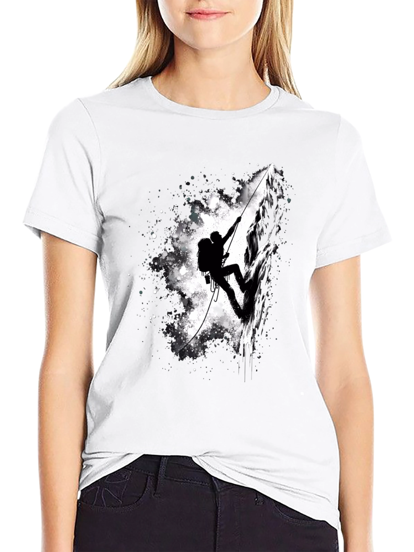 Mountain Climber Graphic Tee - Black Cotton Shirt