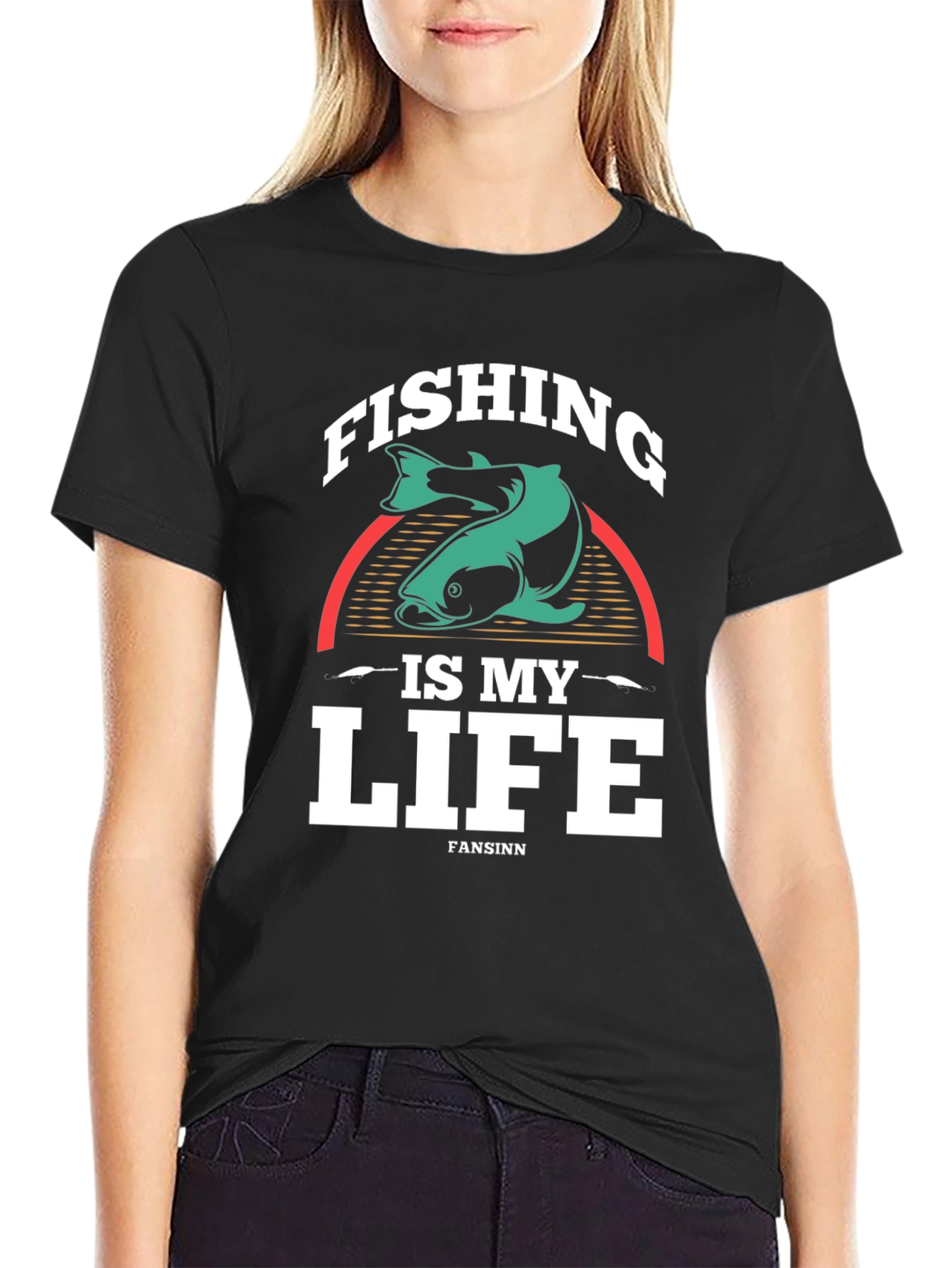Fishing is My Life Graphic Tee - Black