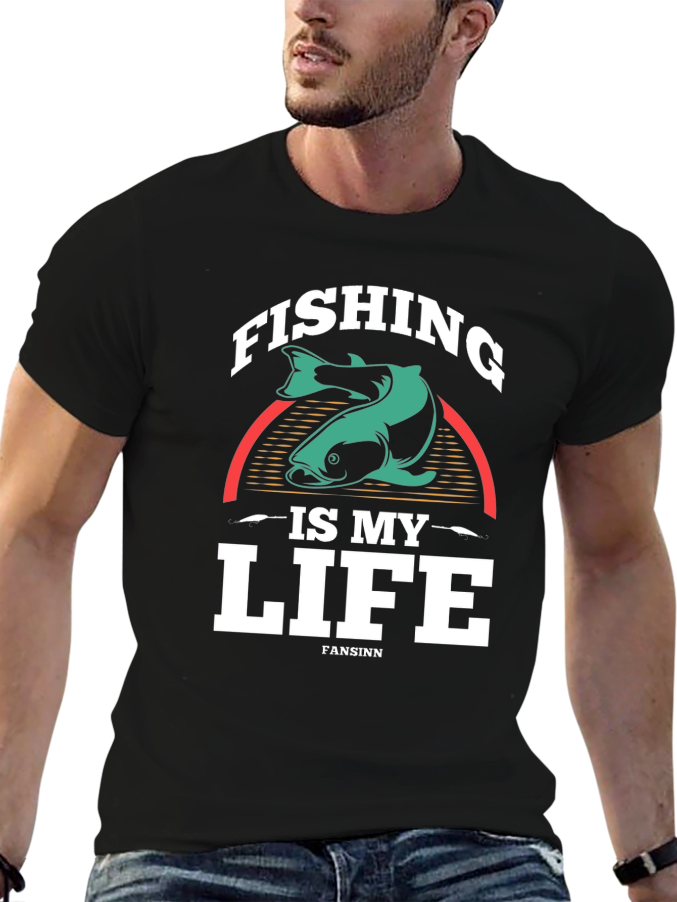 Fishing is My Life Graphic Tee - Black