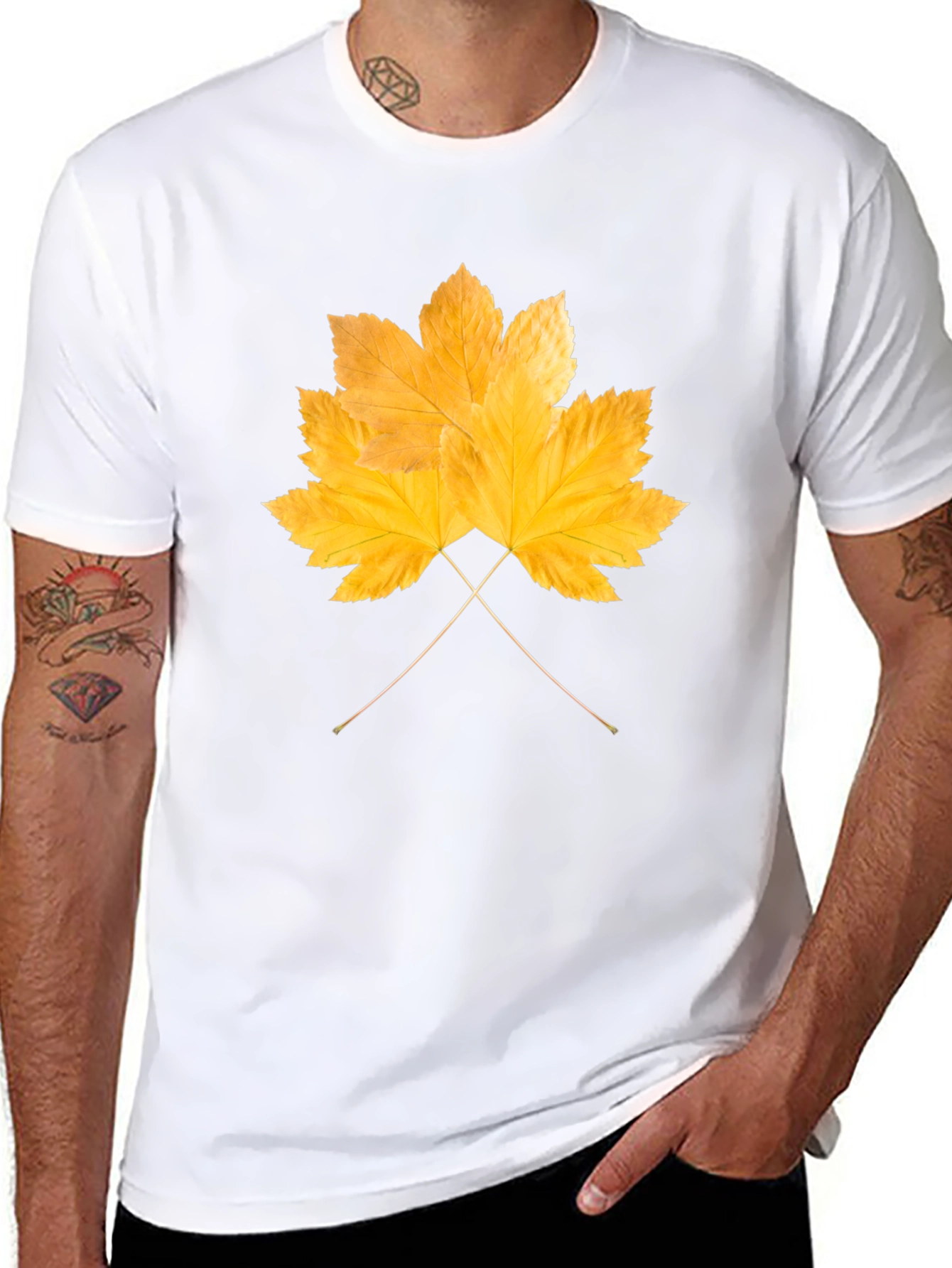 Autumn Leaf Graphic T-Shirt - Black Cotton Tee