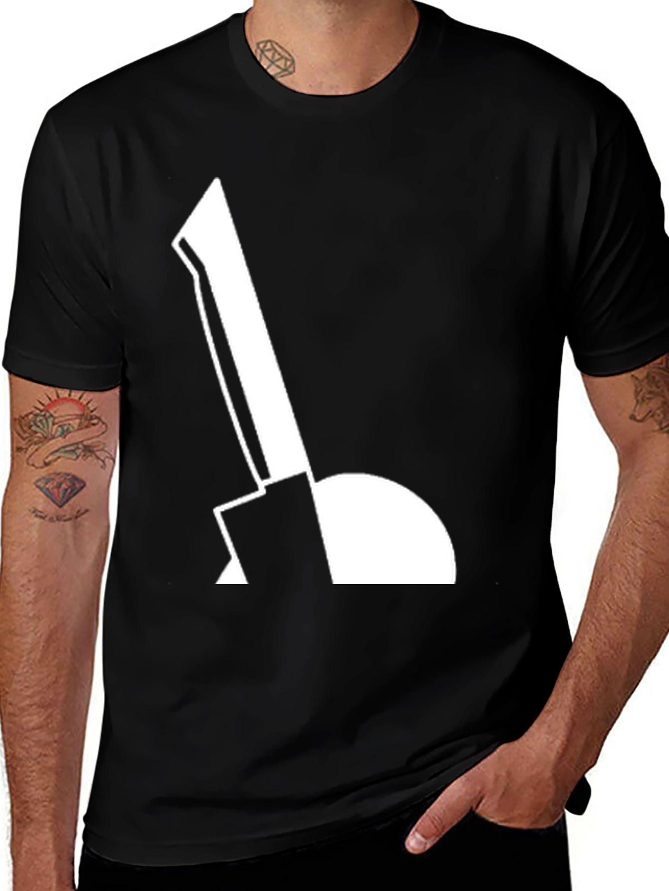 Modern Graphic Tee - Abstract Shovel Design