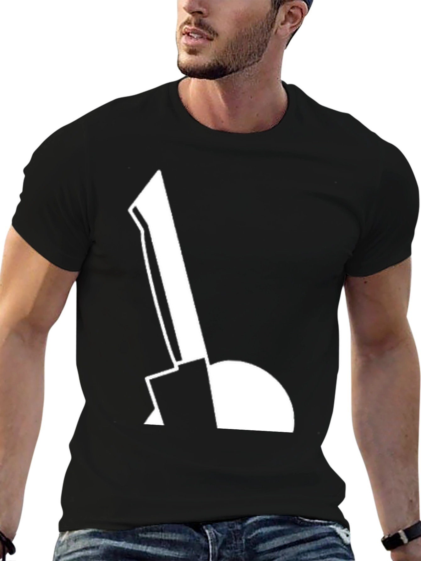 Modern Graphic Tee - Abstract Shovel Design