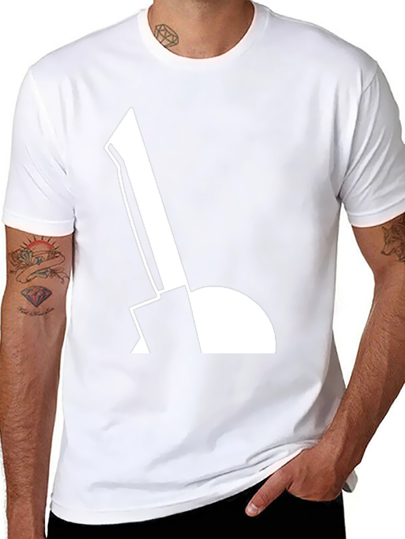 Modern Graphic Tee - Abstract Shovel Design