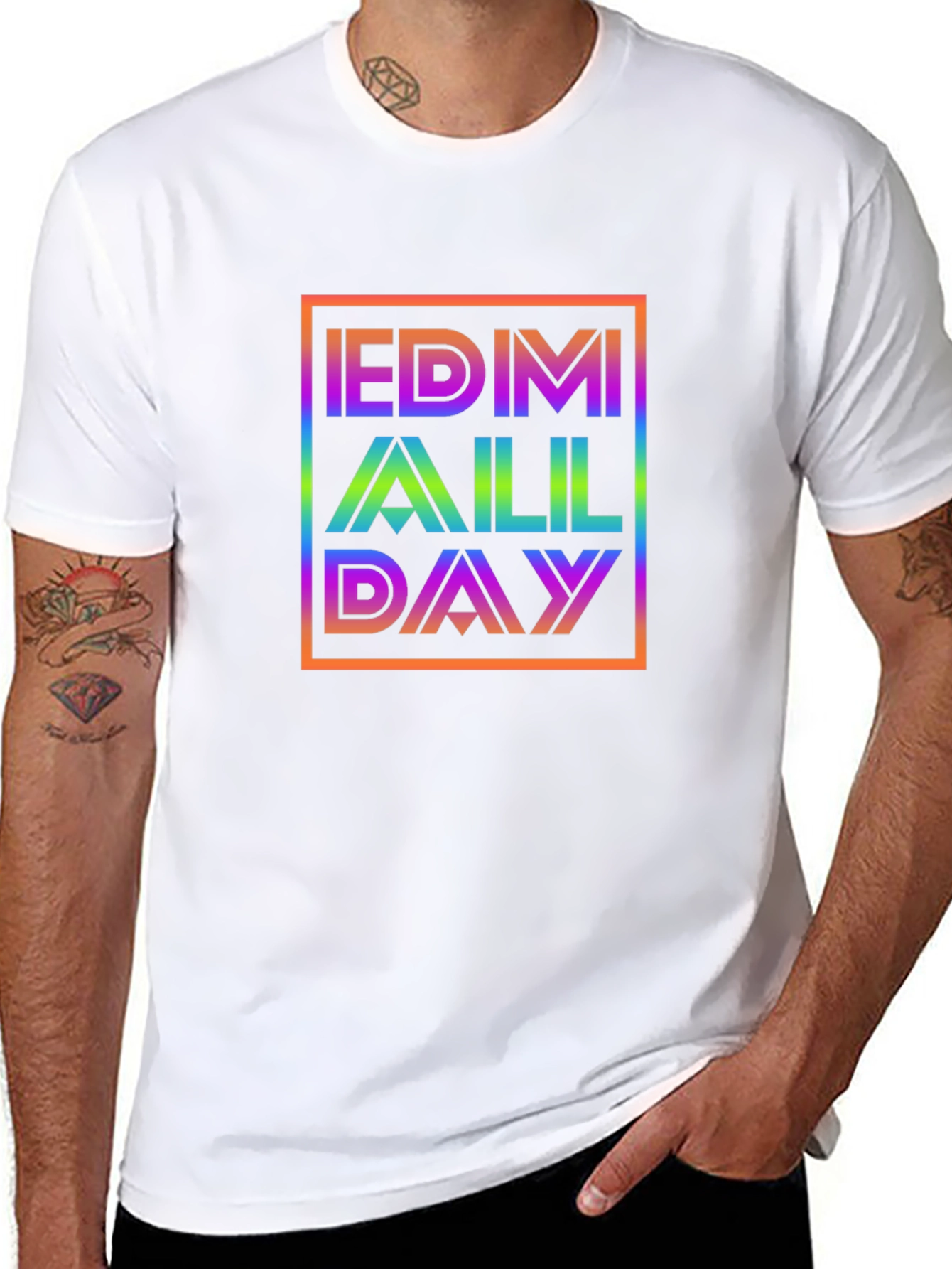 EDM All Day Rainbow Graphic Tee