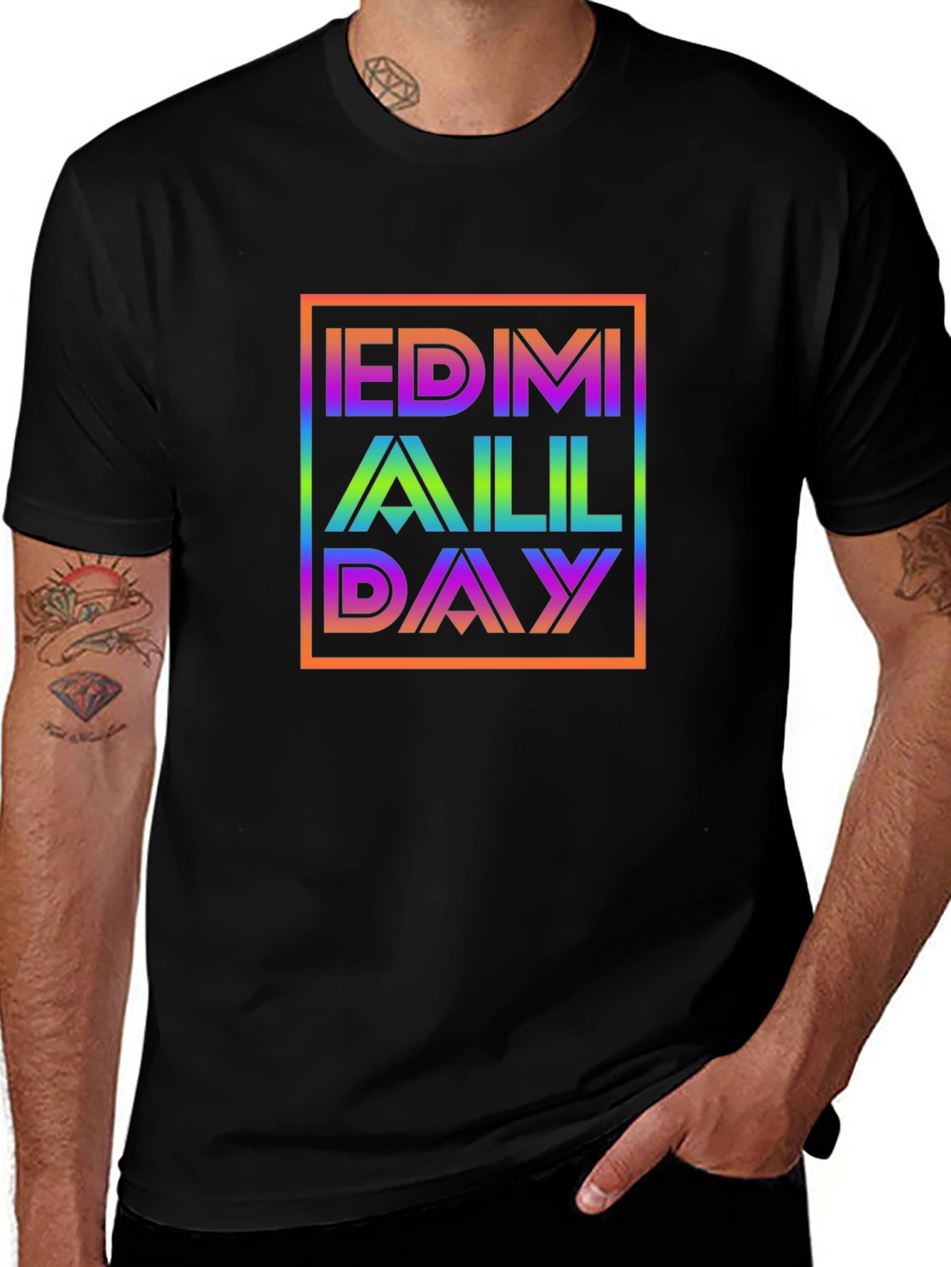 EDM All Day Rainbow Graphic Tee