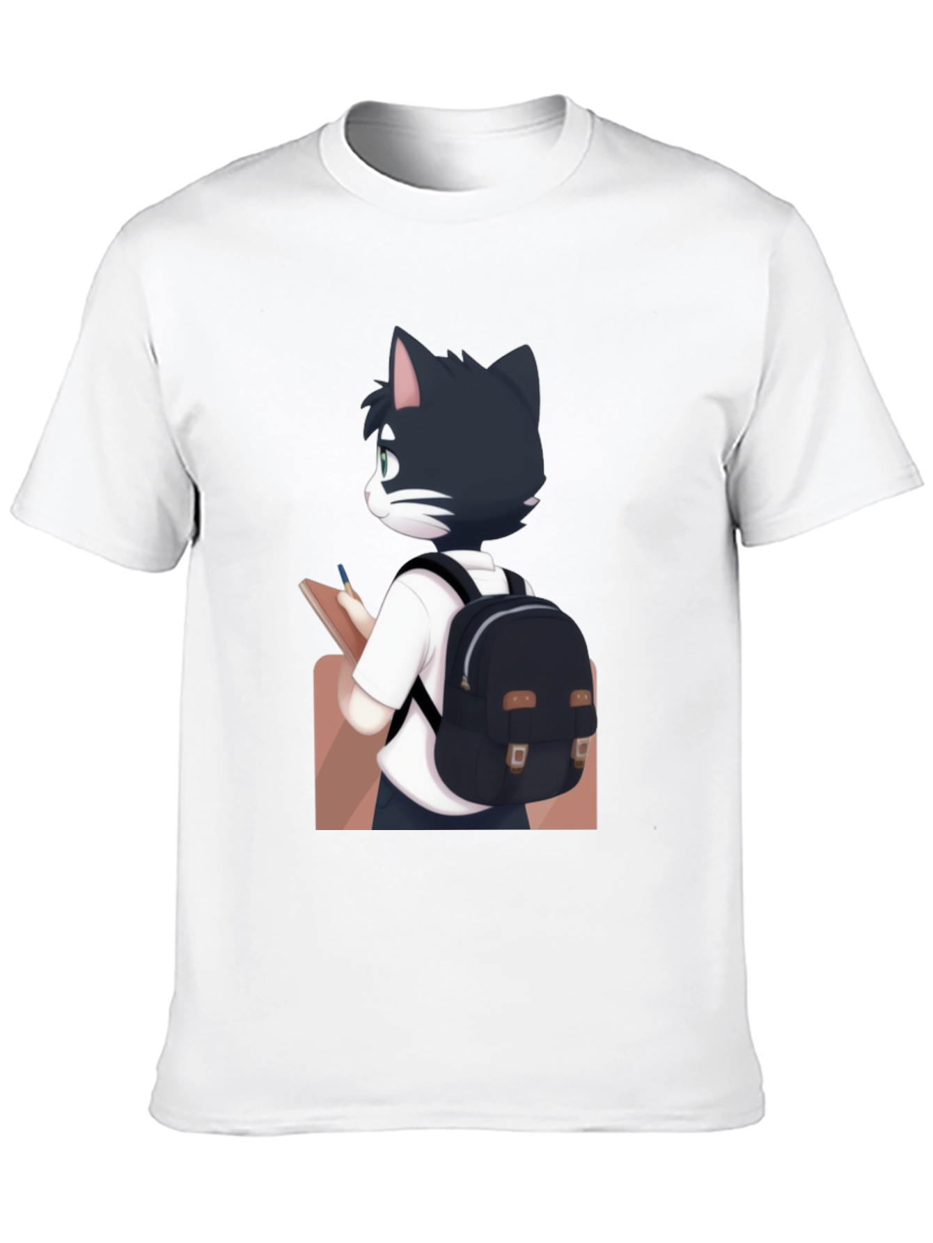 Anime Cat Black T-Shirt