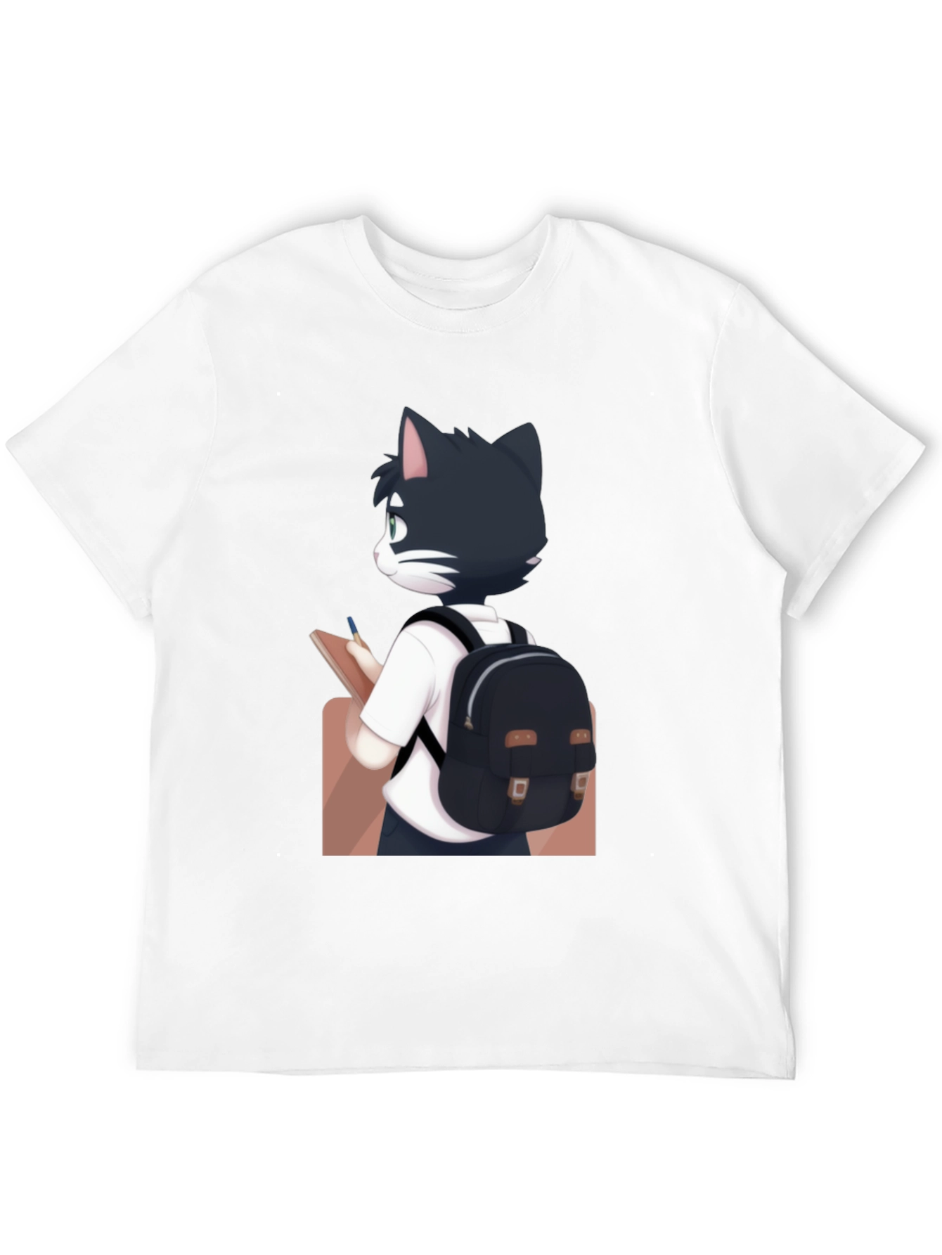 Anime Cat Black T-Shirt