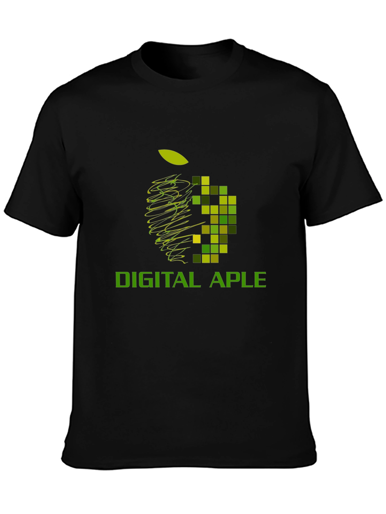 Digital Apple Graphic Black T-Shirt