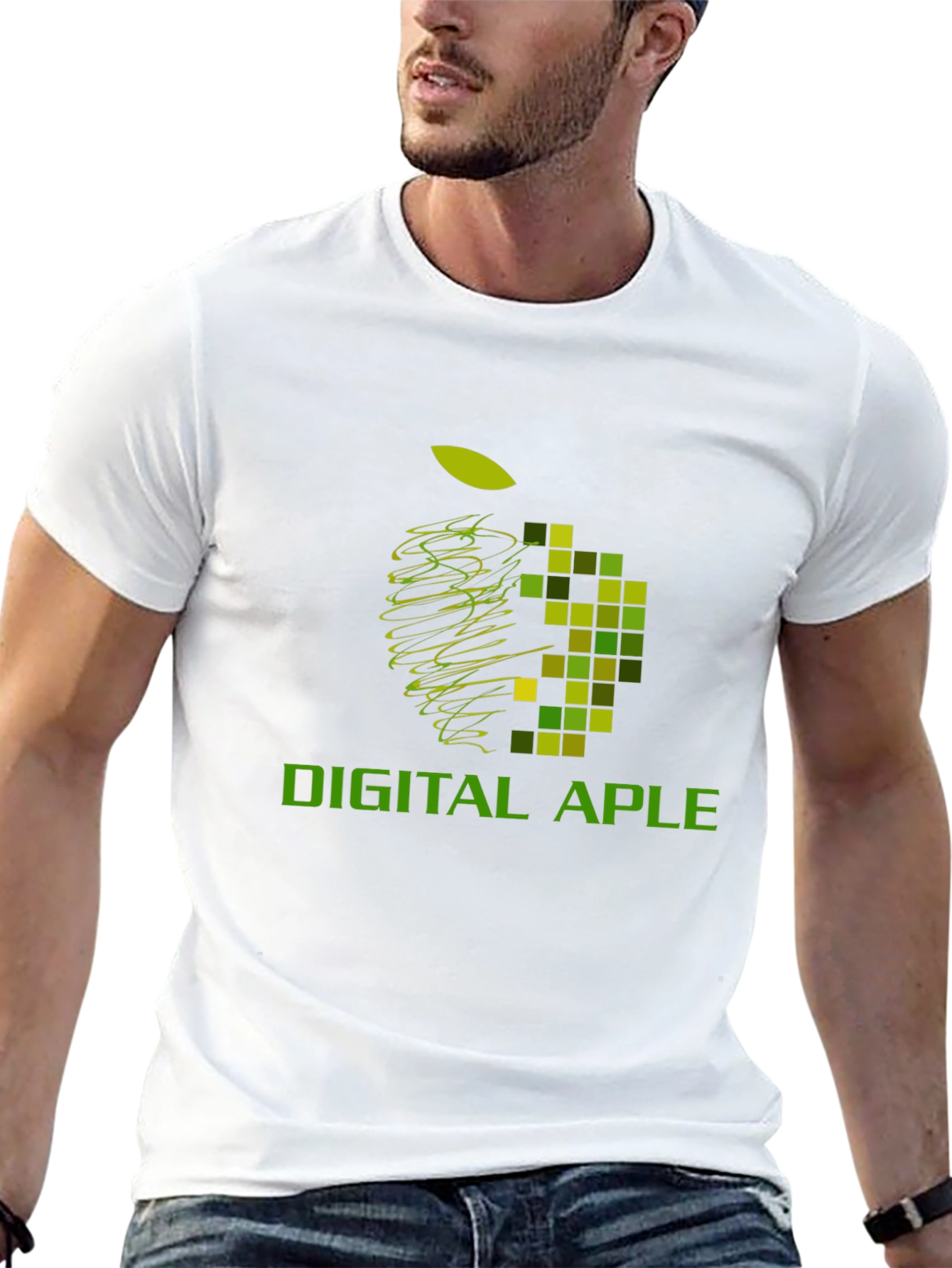 Digital Apple Graphic Black T-Shirt