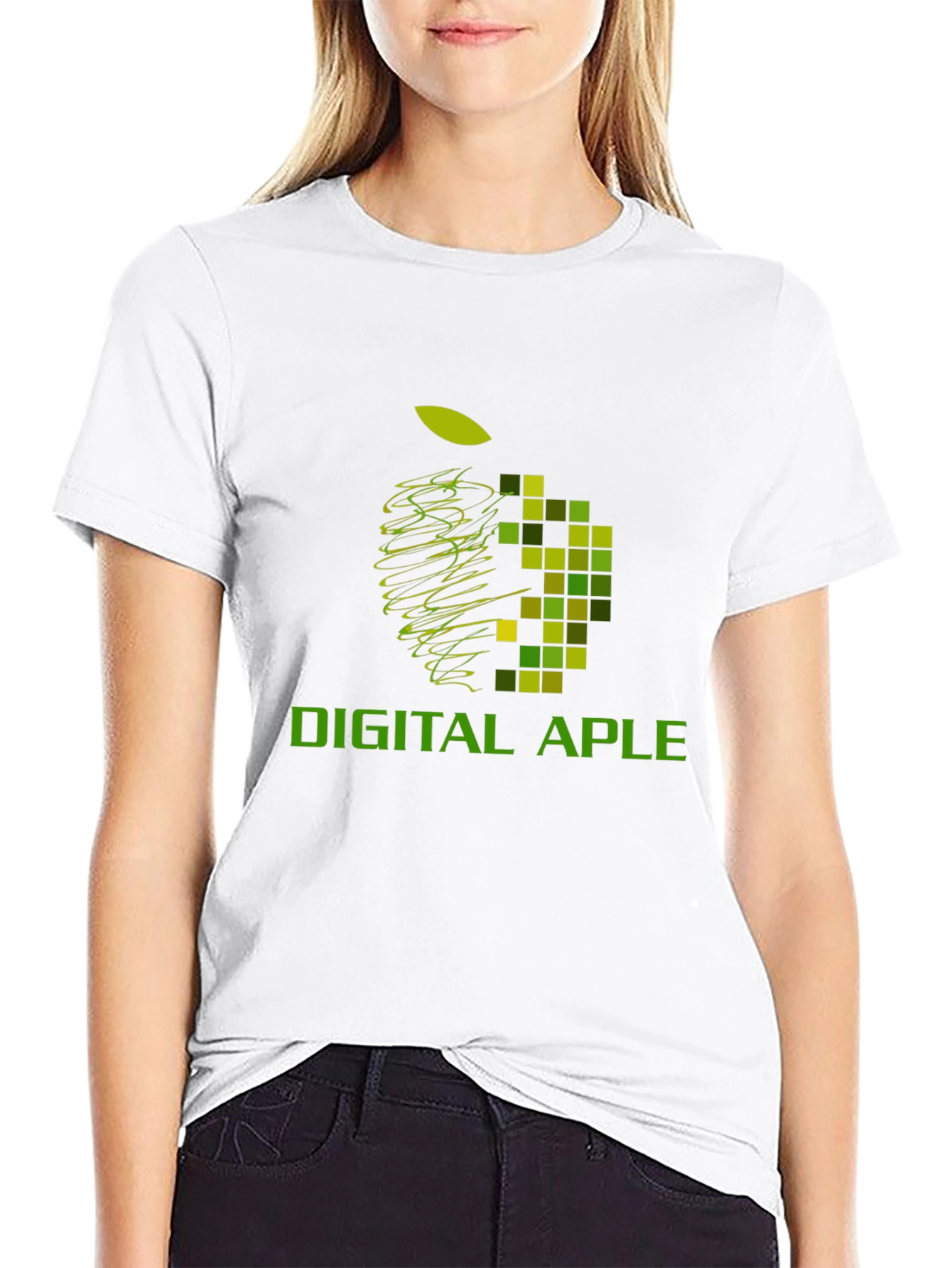 Digital Apple Graphic Black T-Shirt