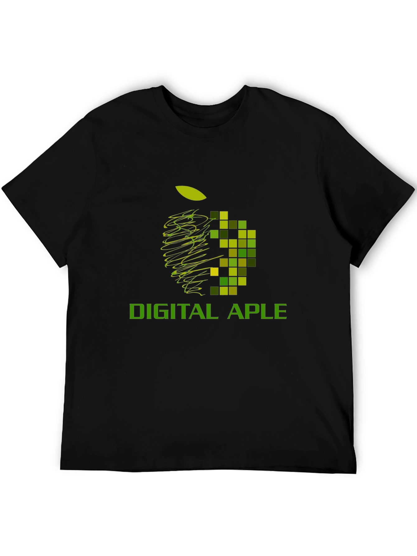 Digital Apple Graphic Black T-Shirt