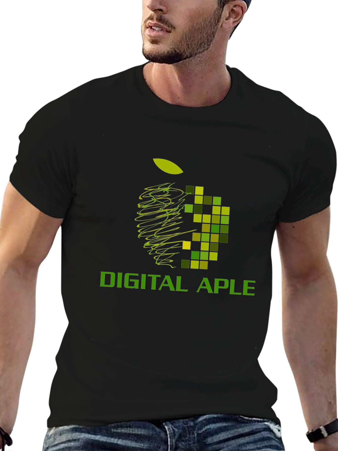 Digital Apple Graphic Black T-Shirt