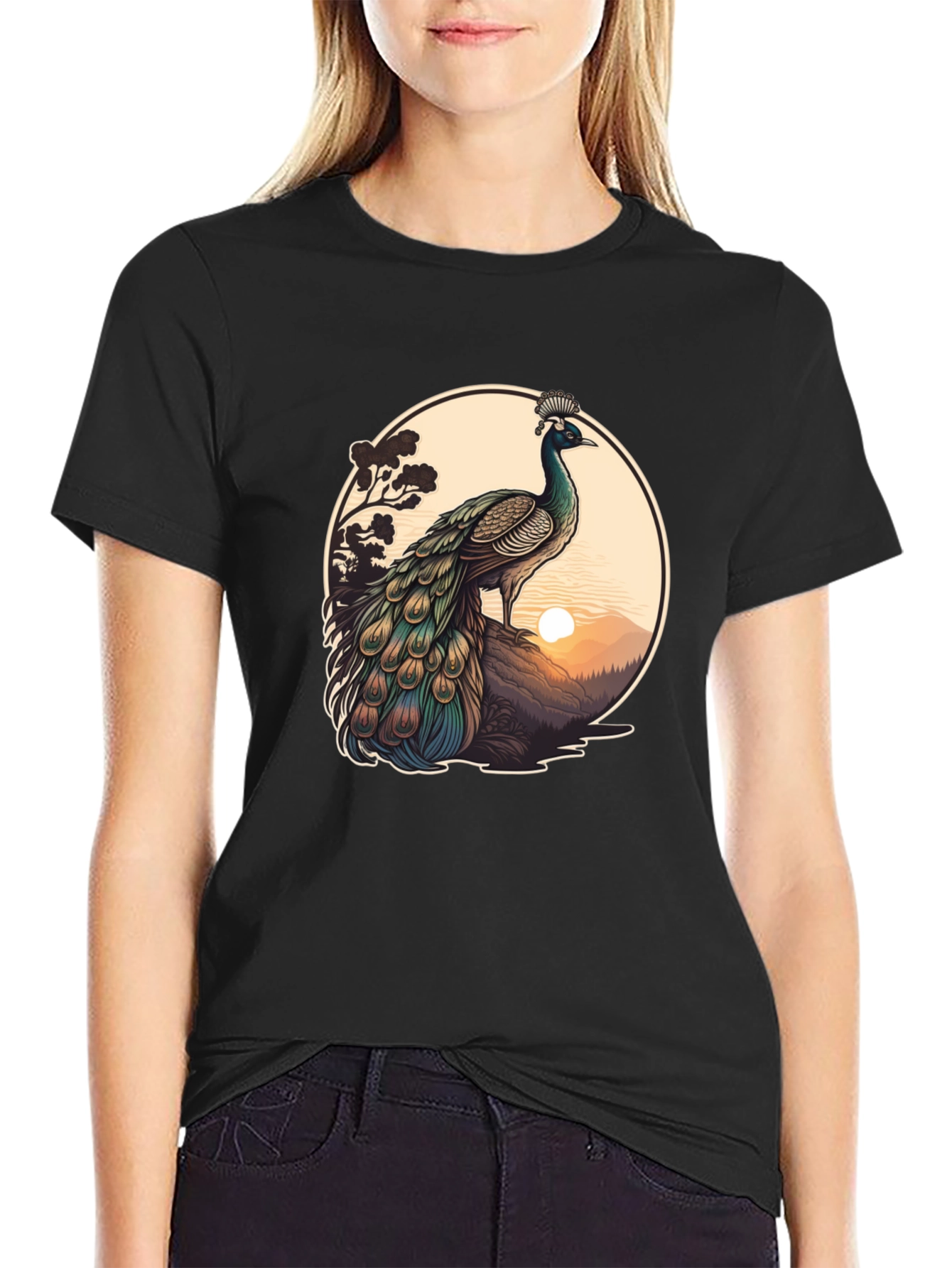Peacock Graphic Tee - Nature Inspired Design