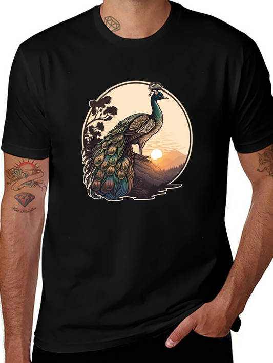 Peacock Graphic Tee - Nature Inspired Design