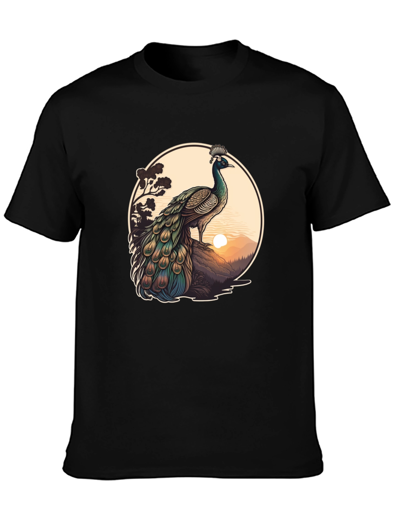 Peacock Graphic Tee - Nature Inspired Design