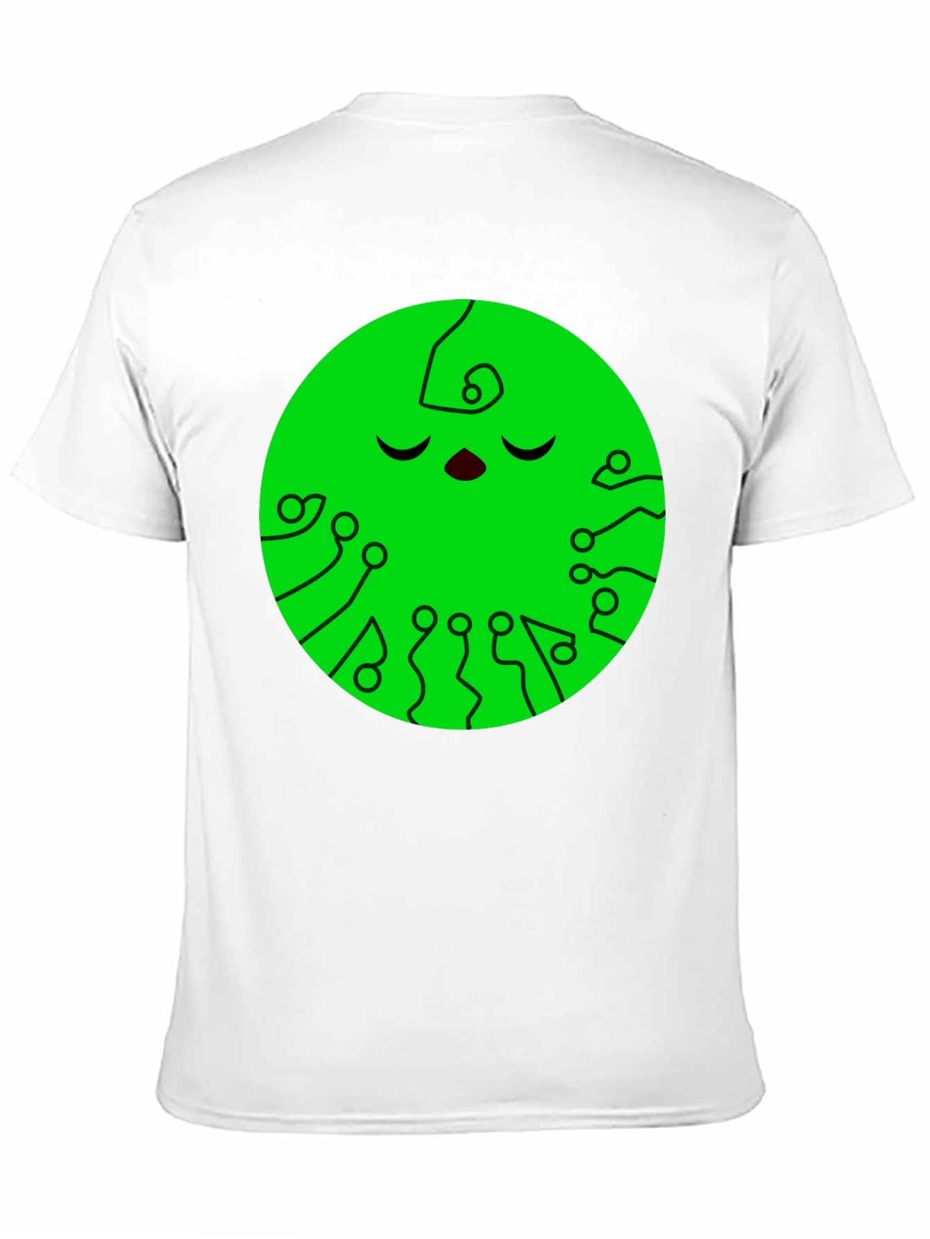 Green Circuit Face Black T-Shirt