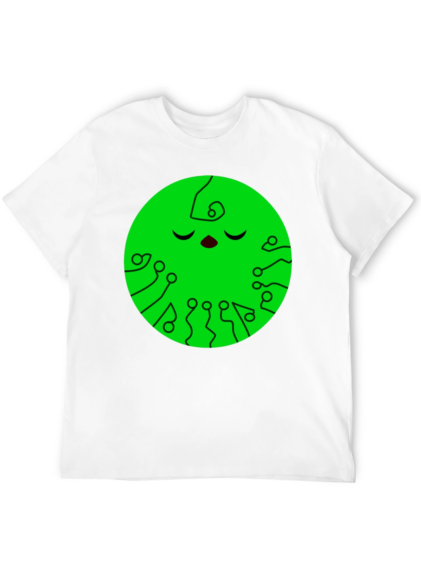 Green Circuit Face Black T-Shirt