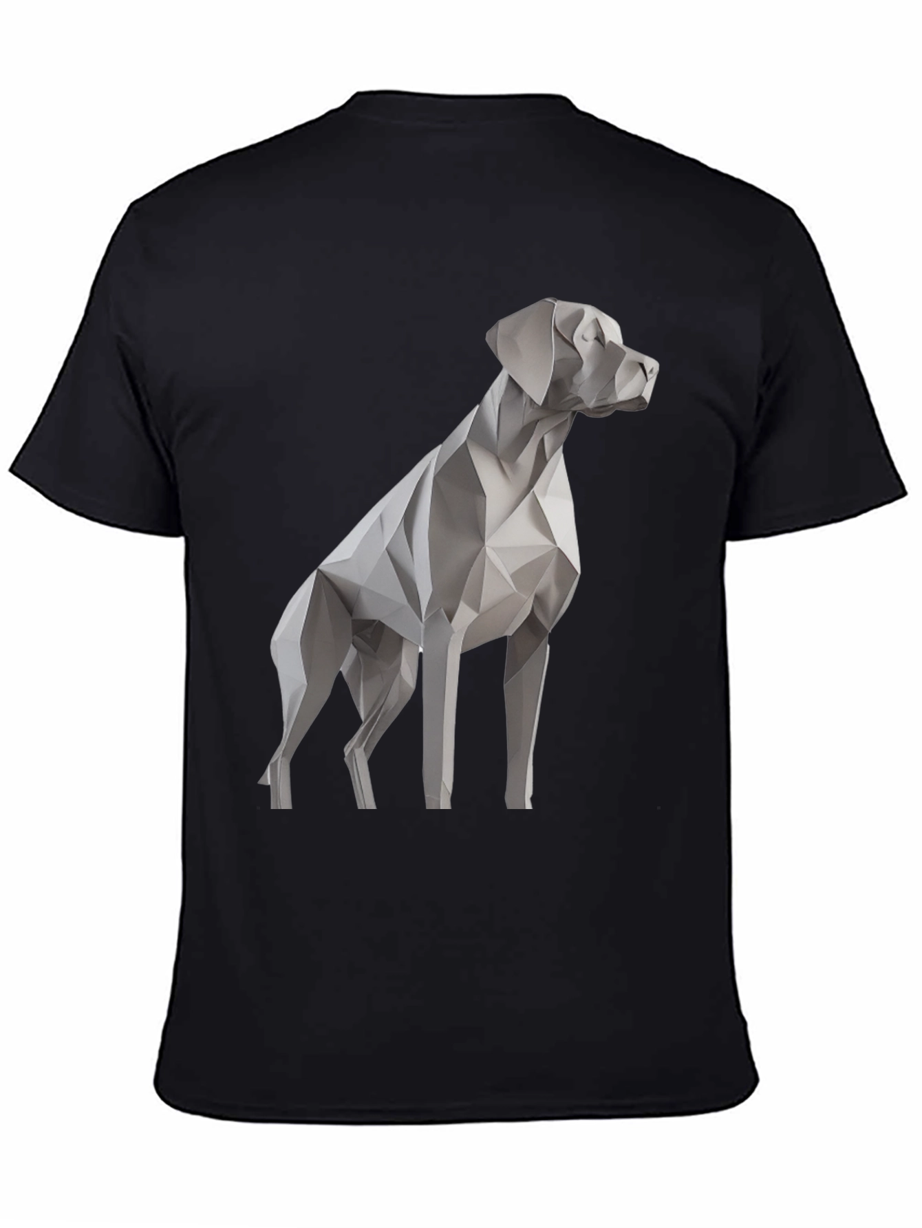 Geometric Dog Graphic Tee - Stylish Mens Black T-Shirt