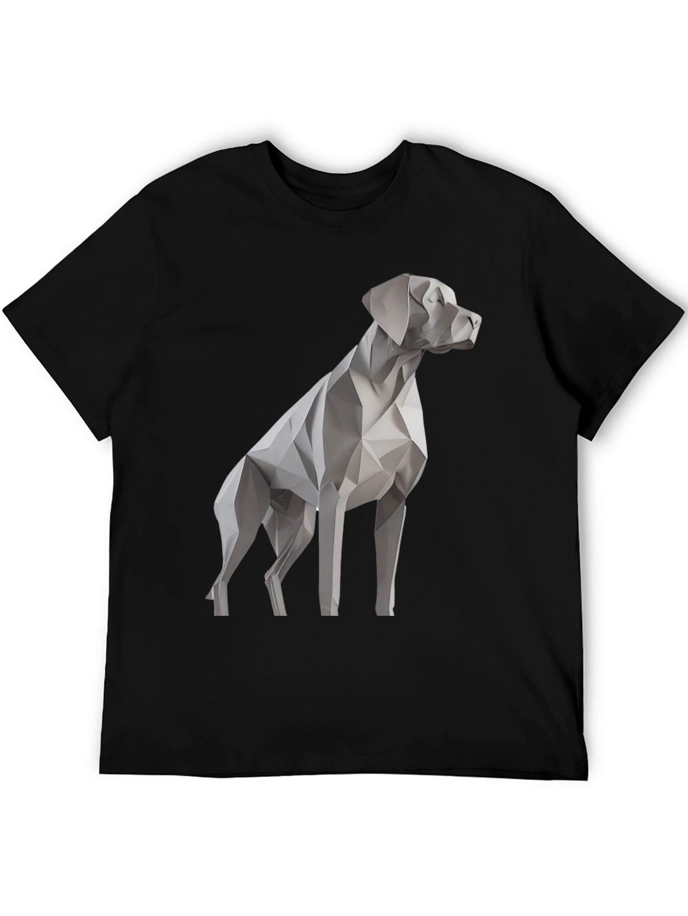 Geometric Dog Graphic Tee - Stylish Mens Black T-Shirt