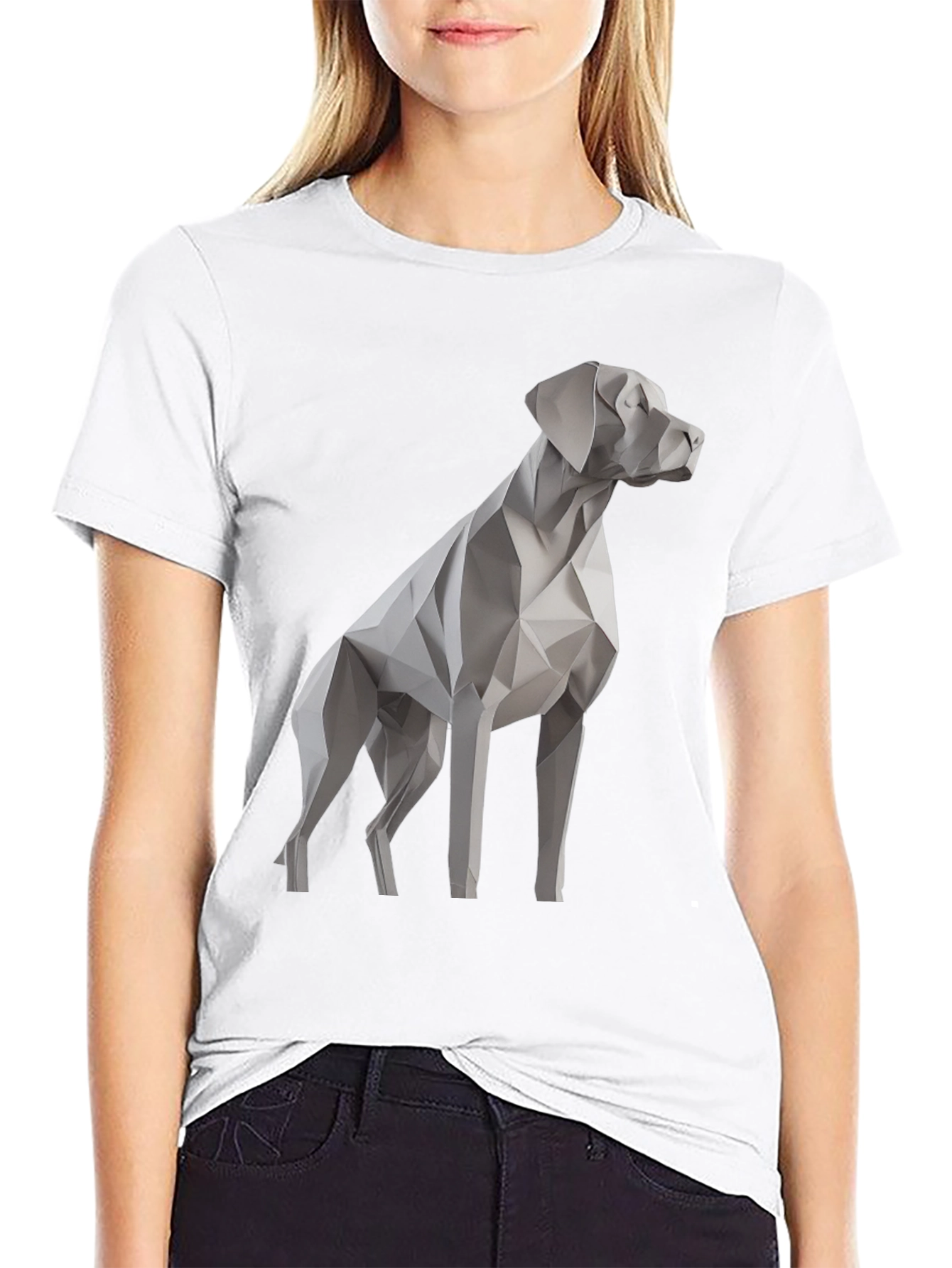 Geometric Dog Graphic Tee - Stylish Mens Black T-Shirt