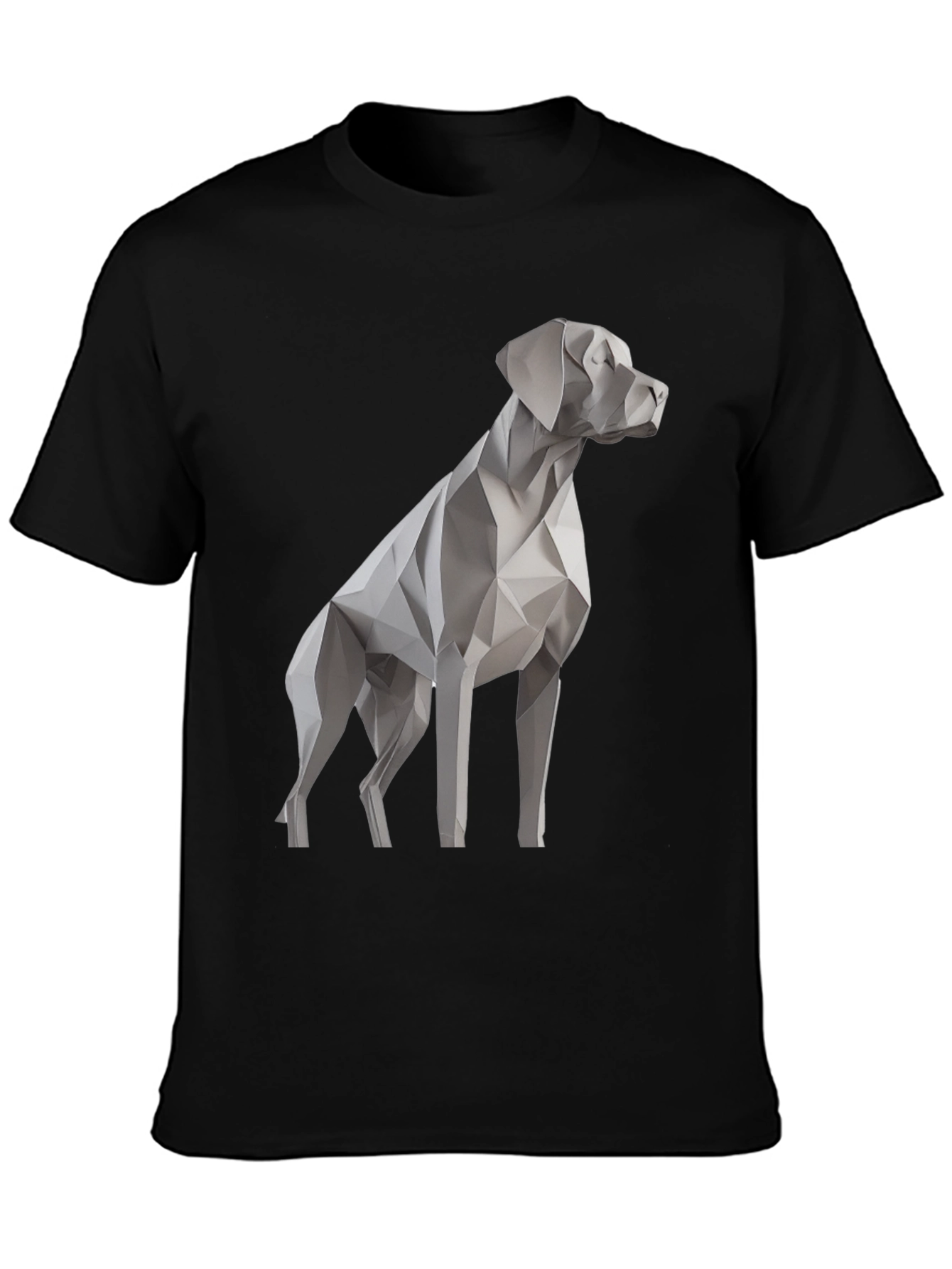 Geometric Dog Graphic Tee - Stylish Mens Black T-Shirt
