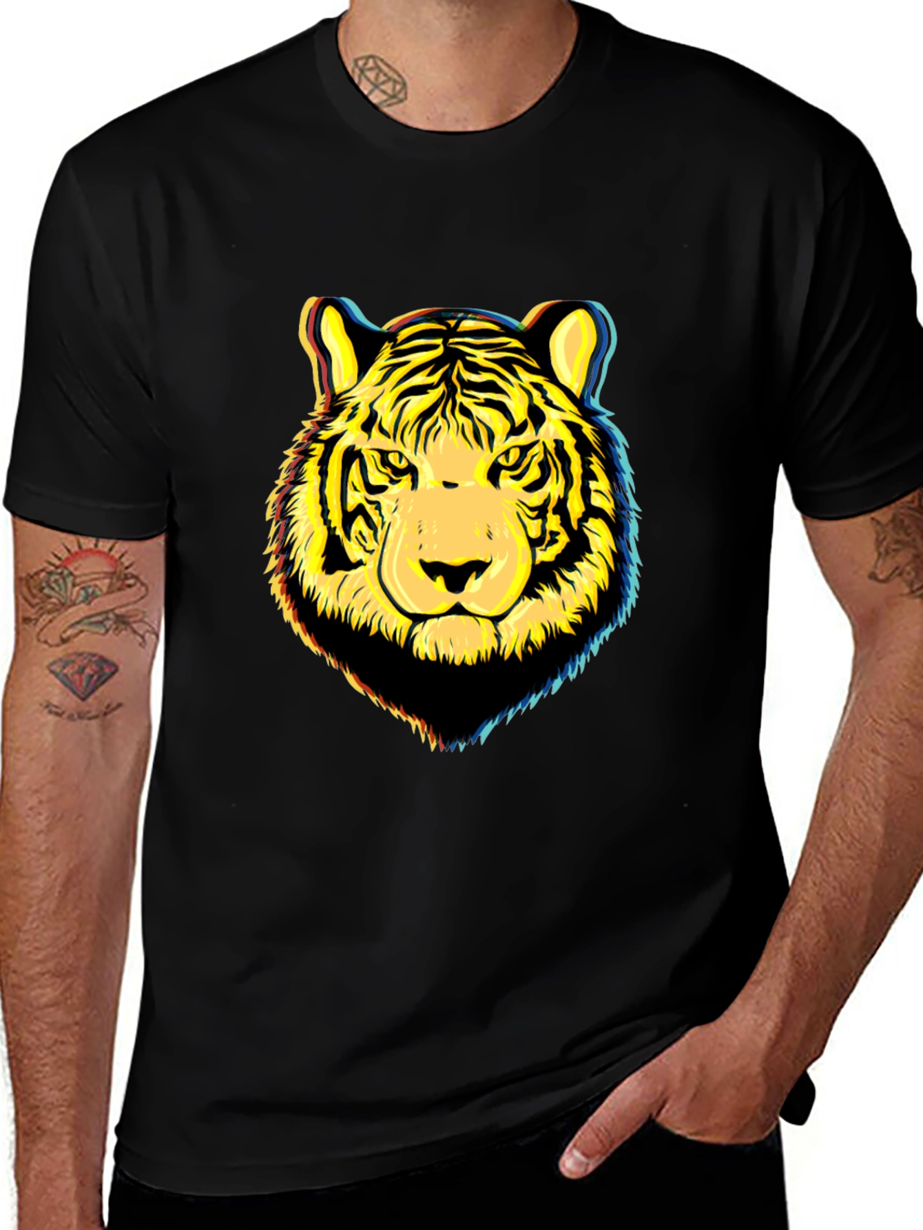 Tiger Graphic Print Black T-Shirt