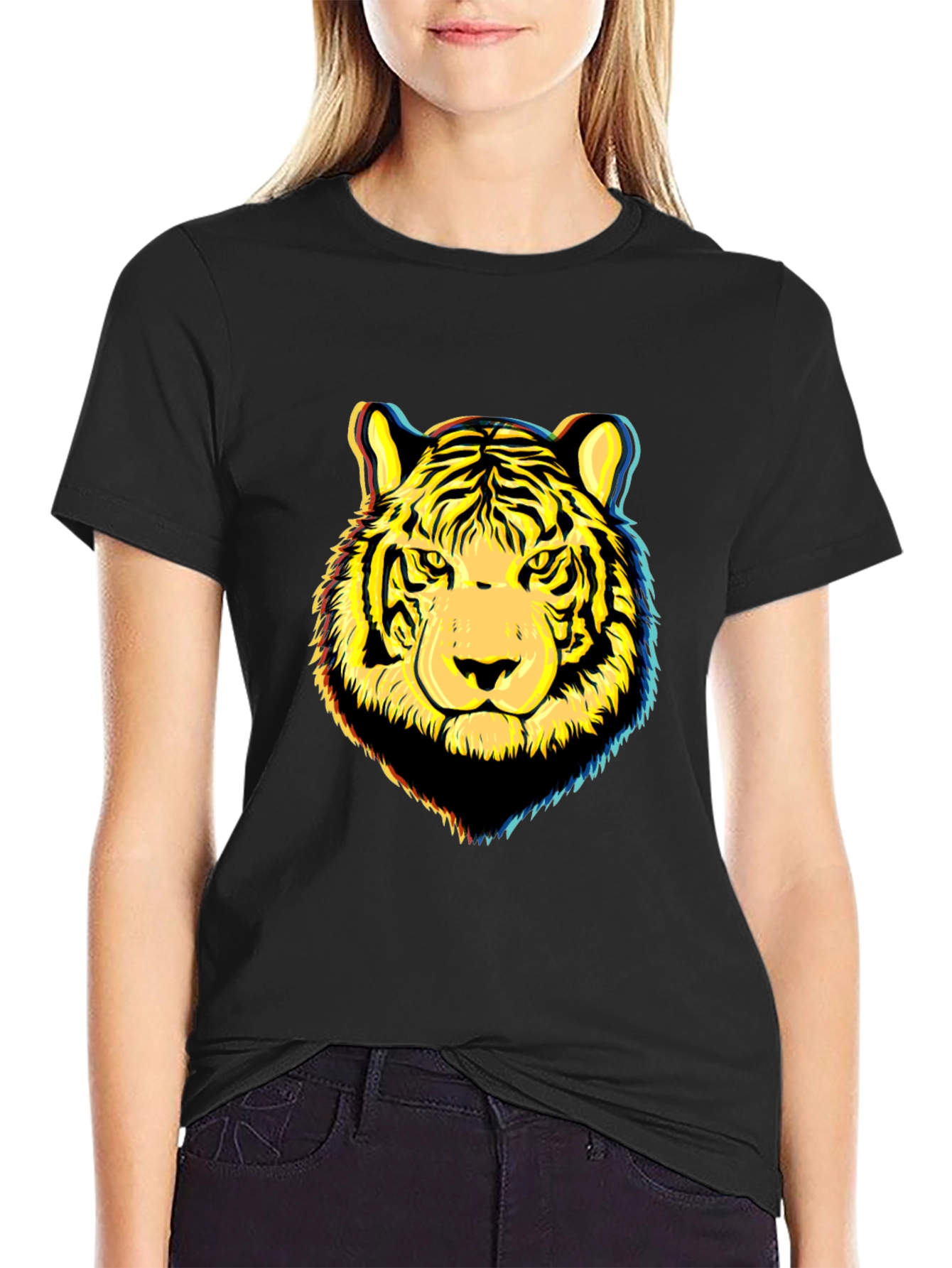Tiger Graphic Print Black T-Shirt