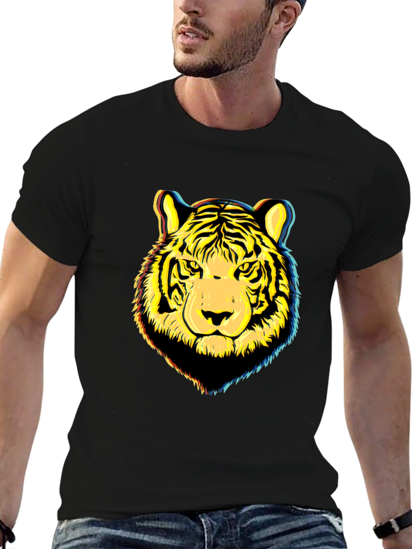 Tiger Graphic Print Black T-Shirt