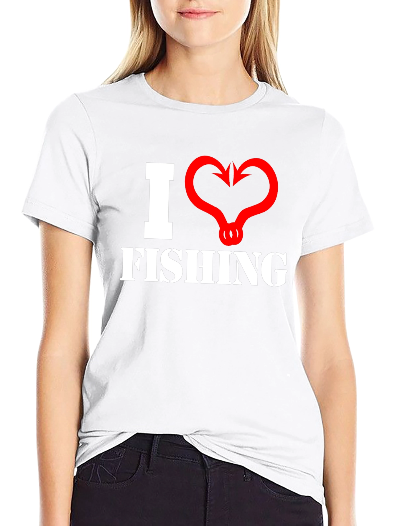 I Heart Fishing Graphic T-Shirt - Black