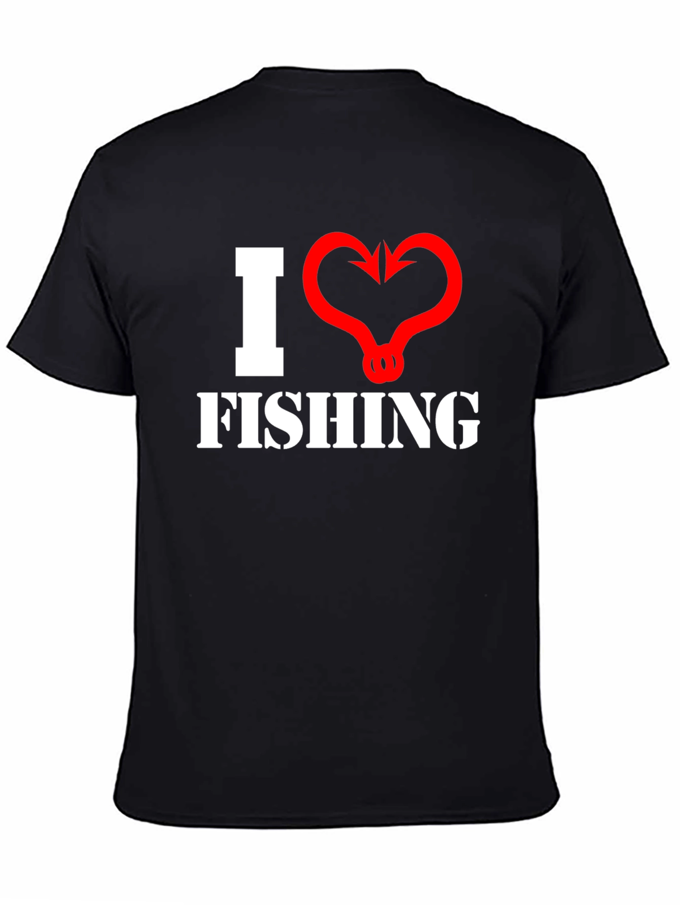 I Heart Fishing Graphic T-Shirt - Black