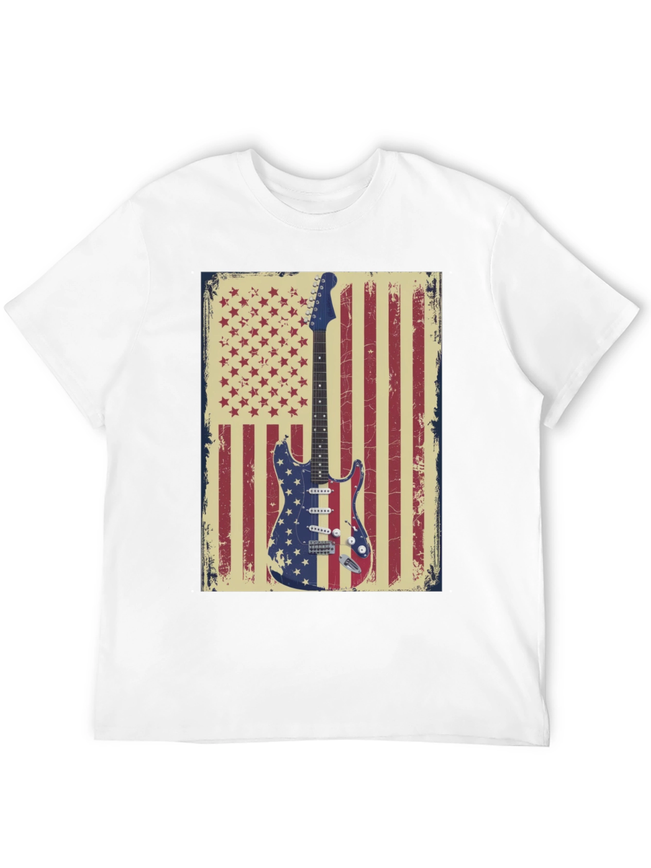 American Flag Guitar Graphic T-Shirt