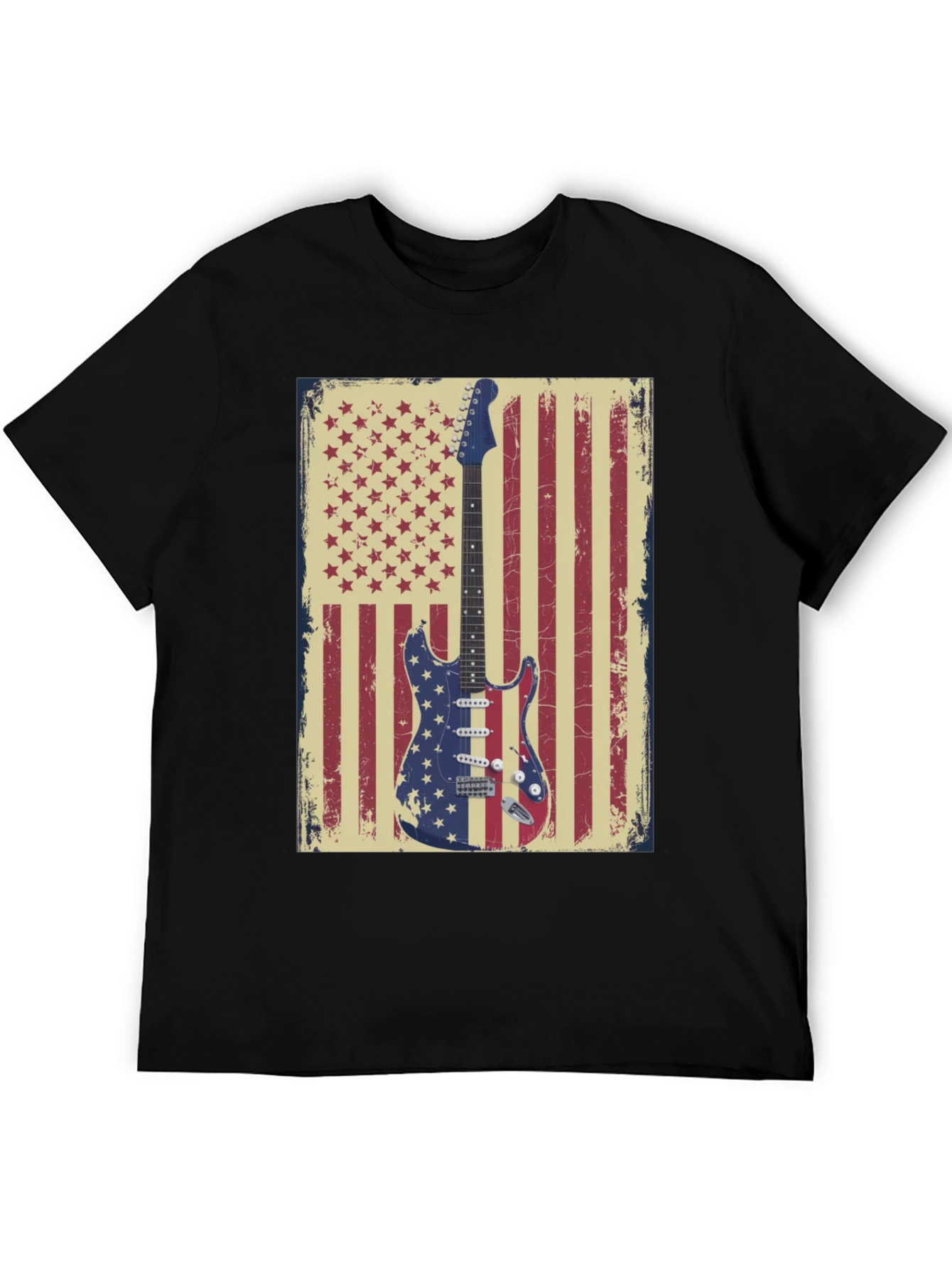 American Flag Guitar Graphic T-Shirt
