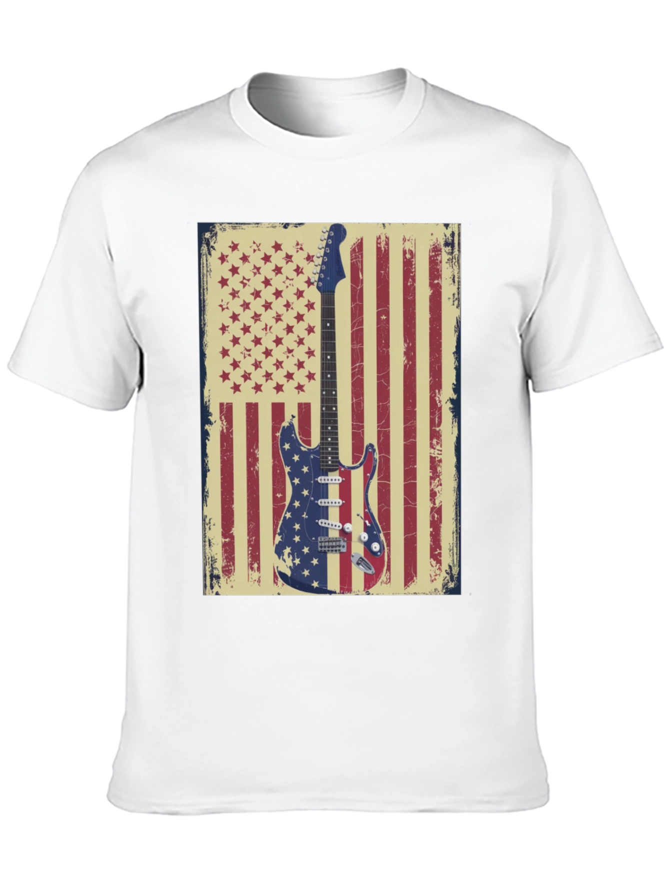 American Flag Guitar Graphic T-Shirt