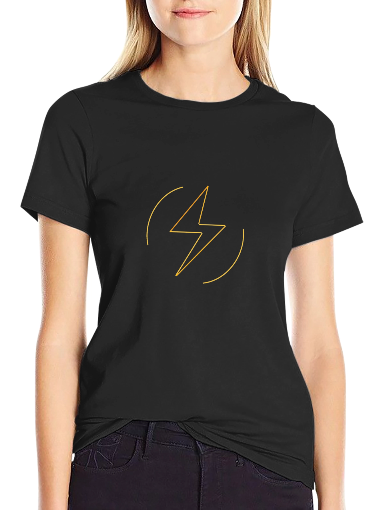 Black T-Shirt with Lightning Bolt Graphic