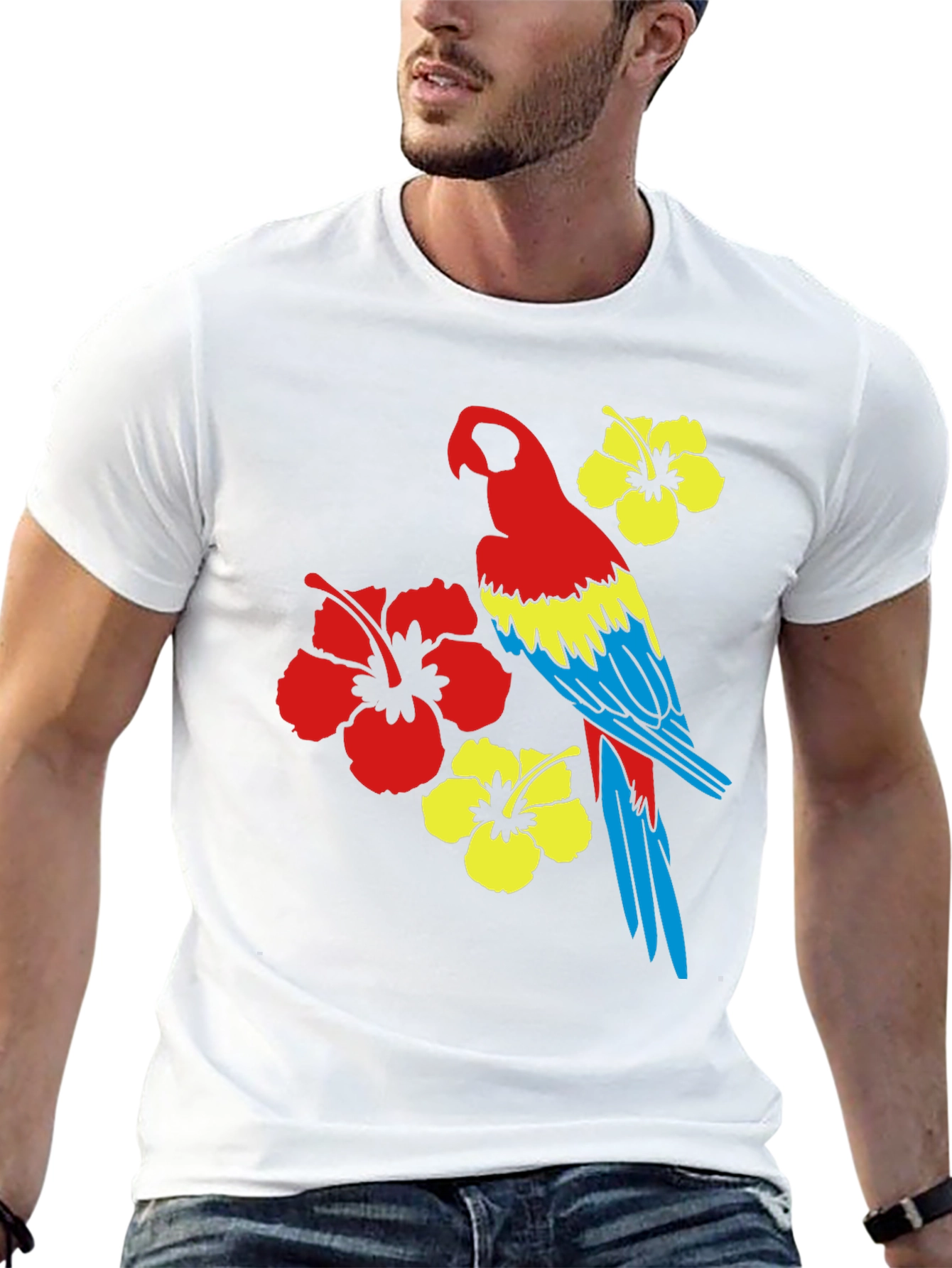 Tropical Parrot Graphic T-Shirt - Island Style Tee