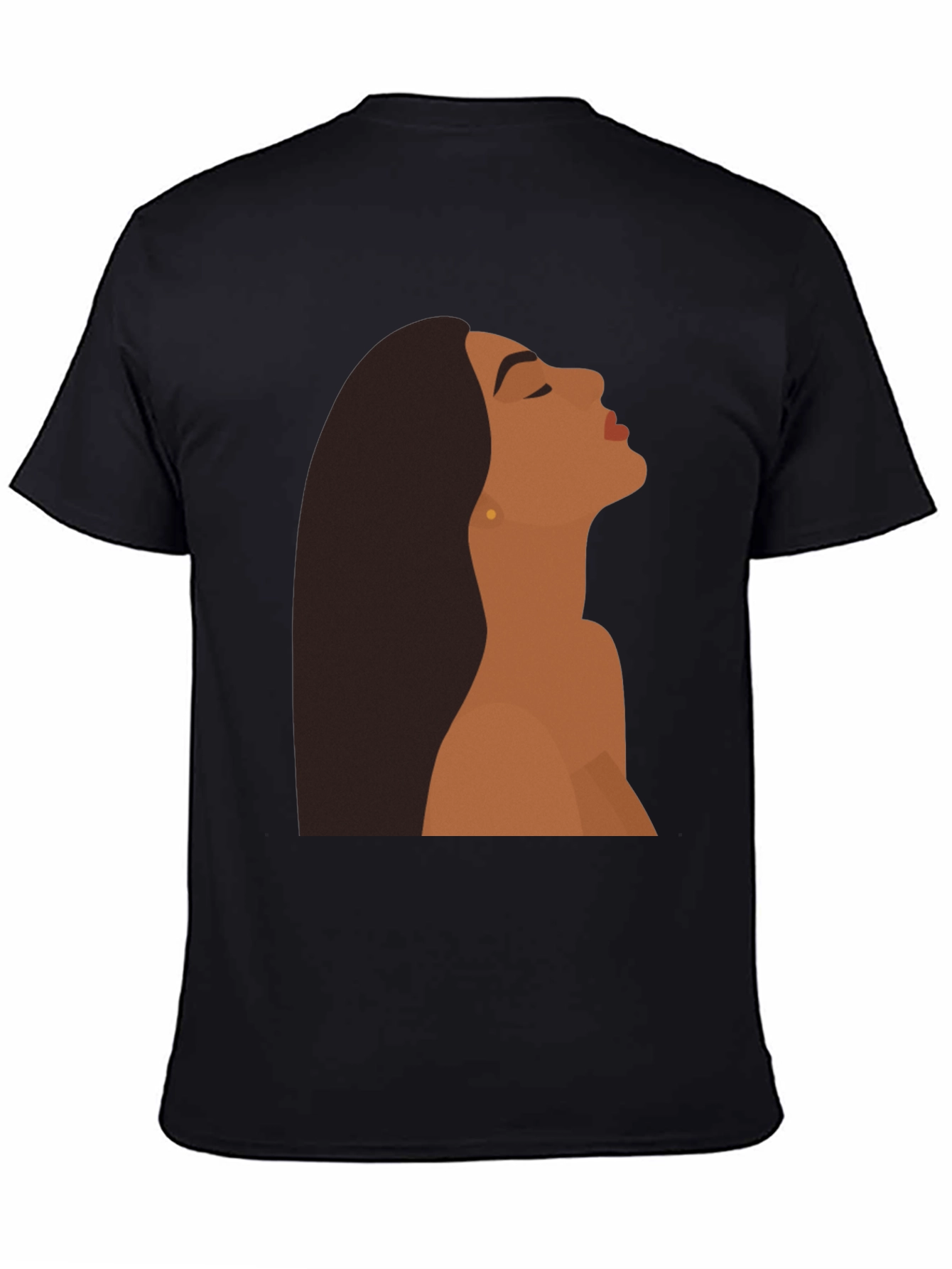 Black T-Shirt with Minimalist Woman Graphic