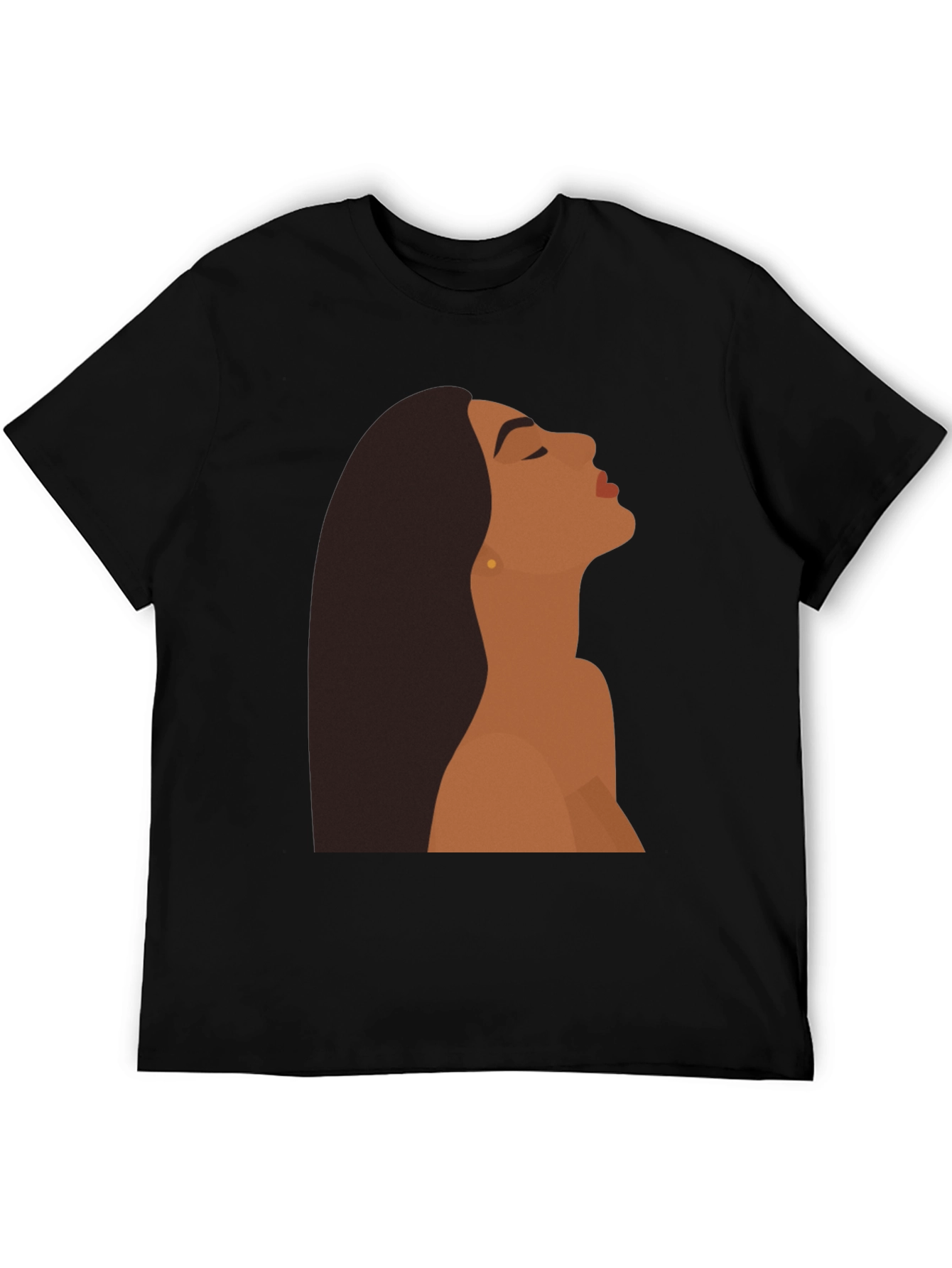 Black T-Shirt with Minimalist Woman Graphic