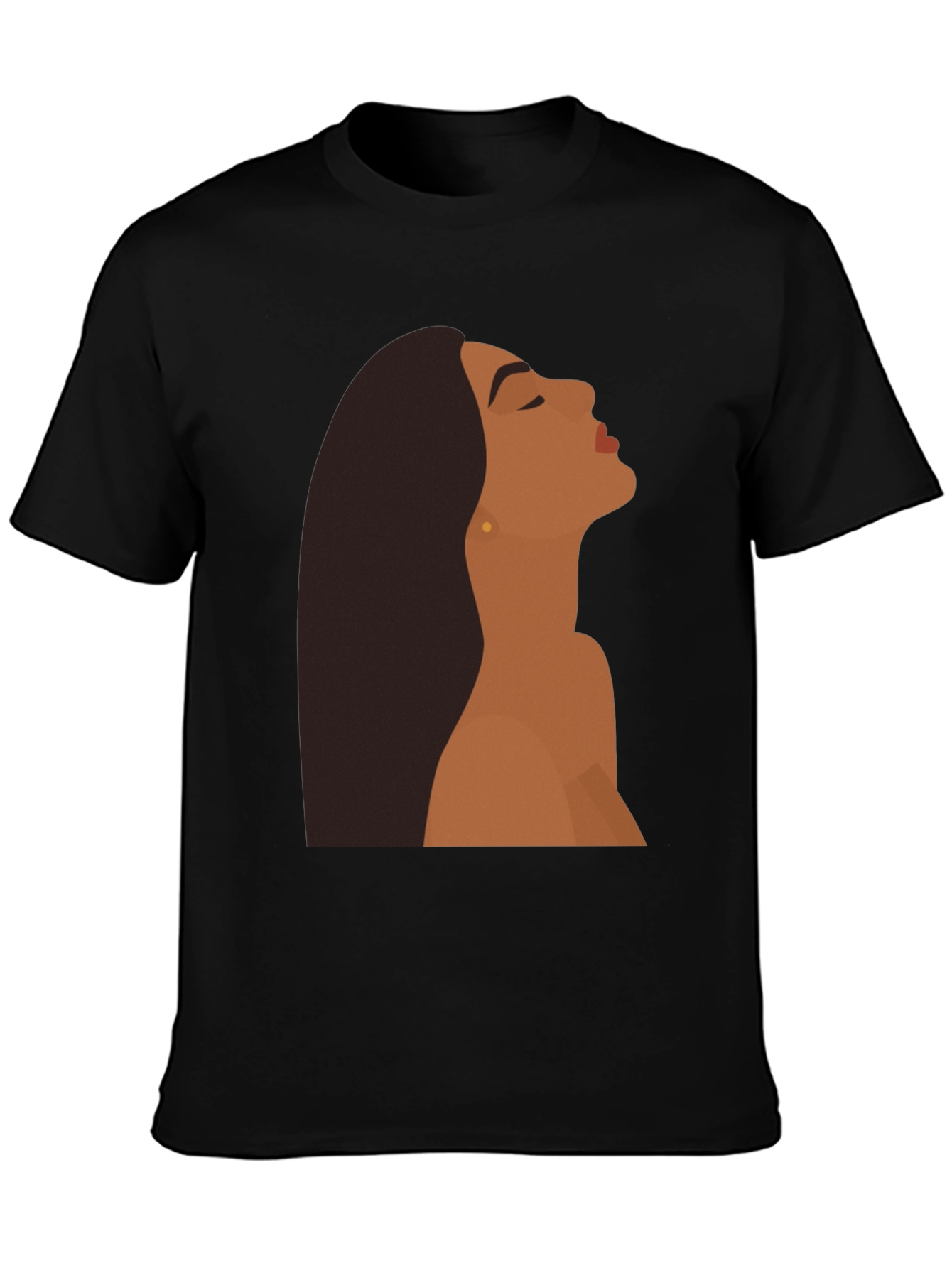 Black T-Shirt with Minimalist Woman Graphic